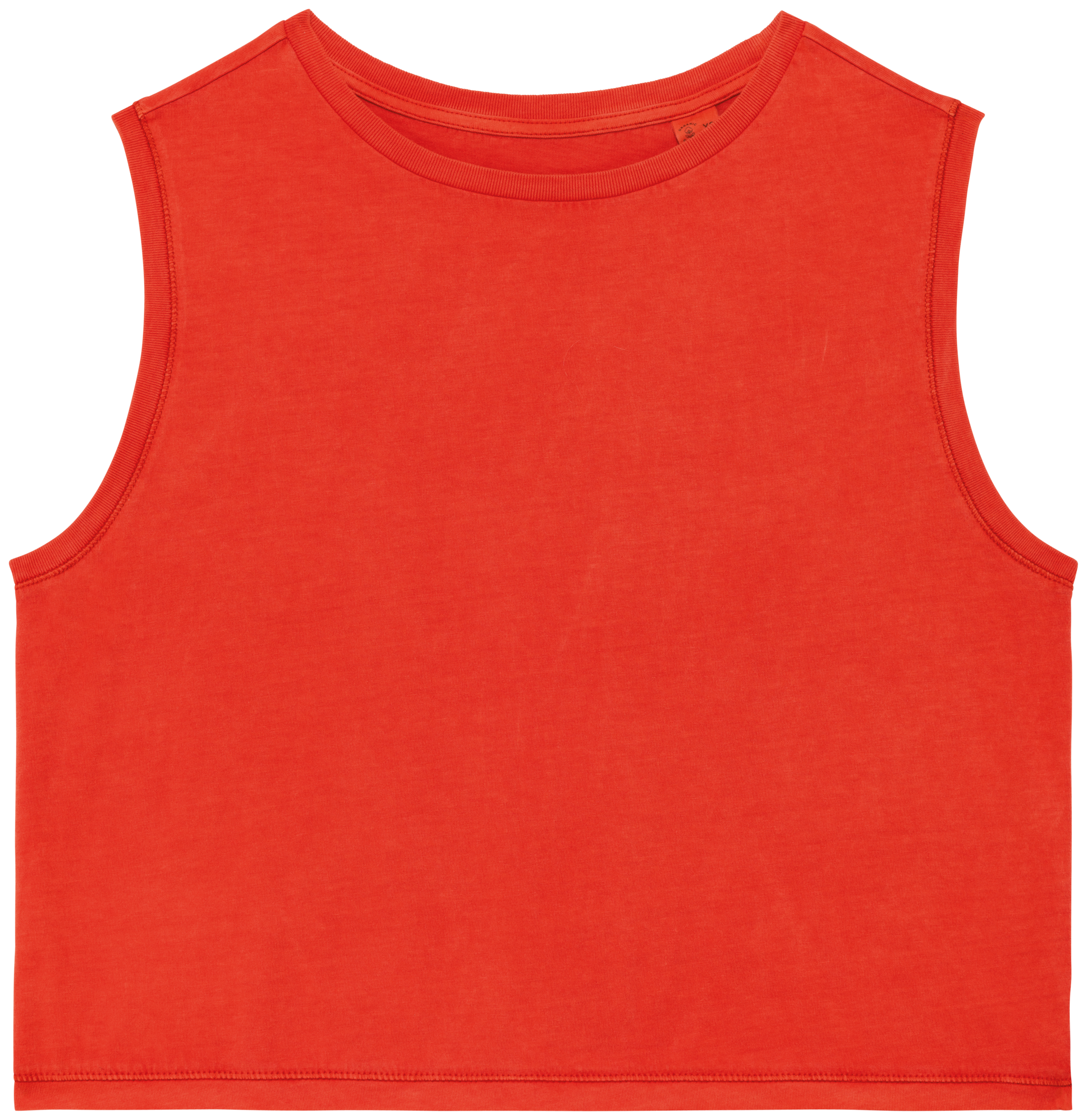 Native Spirit Ecologisch cropped mouwloos dames-T-shirt — Washed Paprika