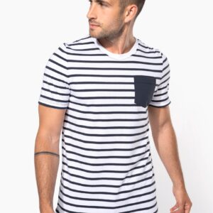 Kariban Gestreept T-shirt met zak en korte mouwen
