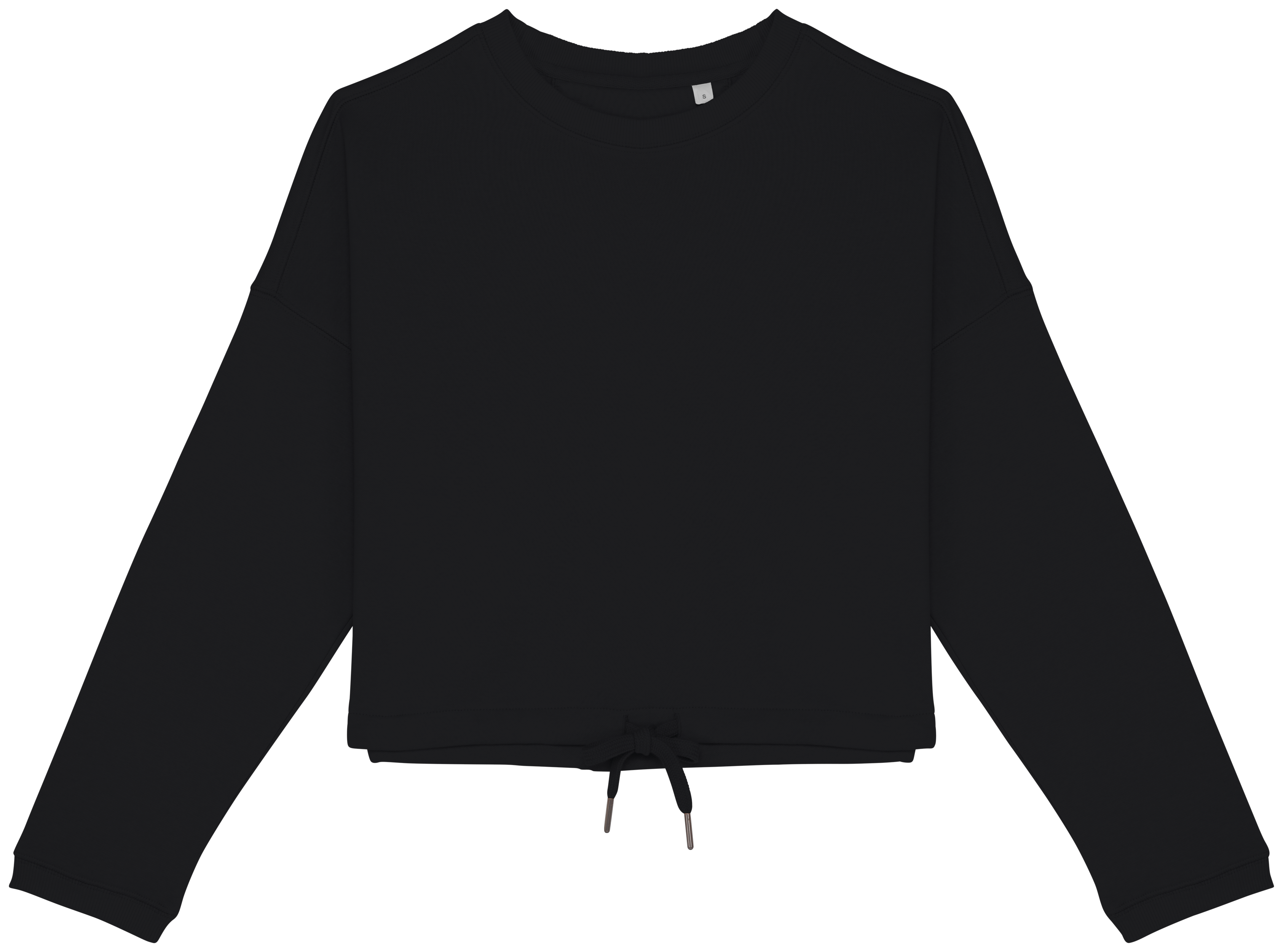 Native Spirit Ecologische cropped damessweater met ronde hals — Black