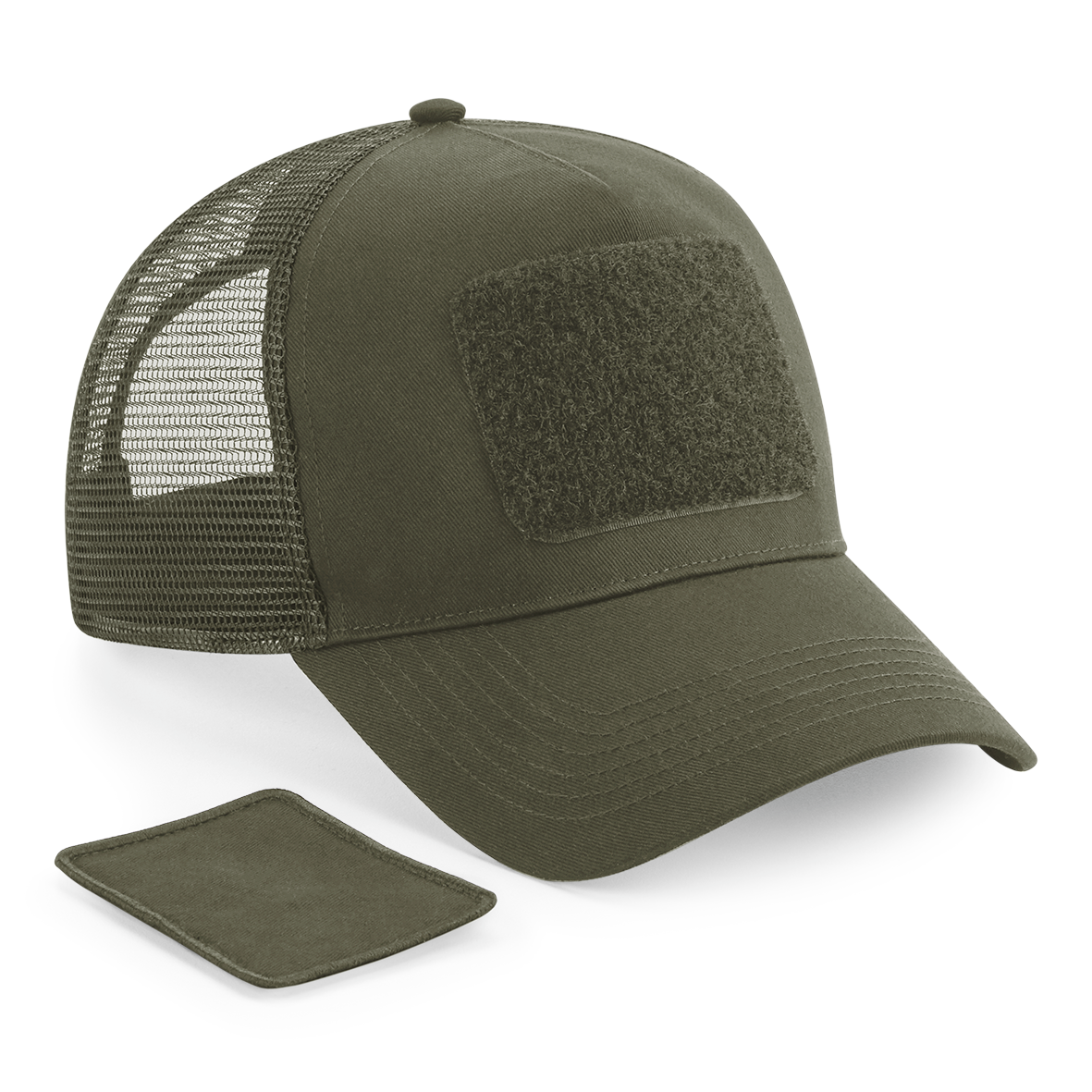 Beechfield® Meshpet, verstelbaar aan de achterkant met afneembare patch. — Military Green