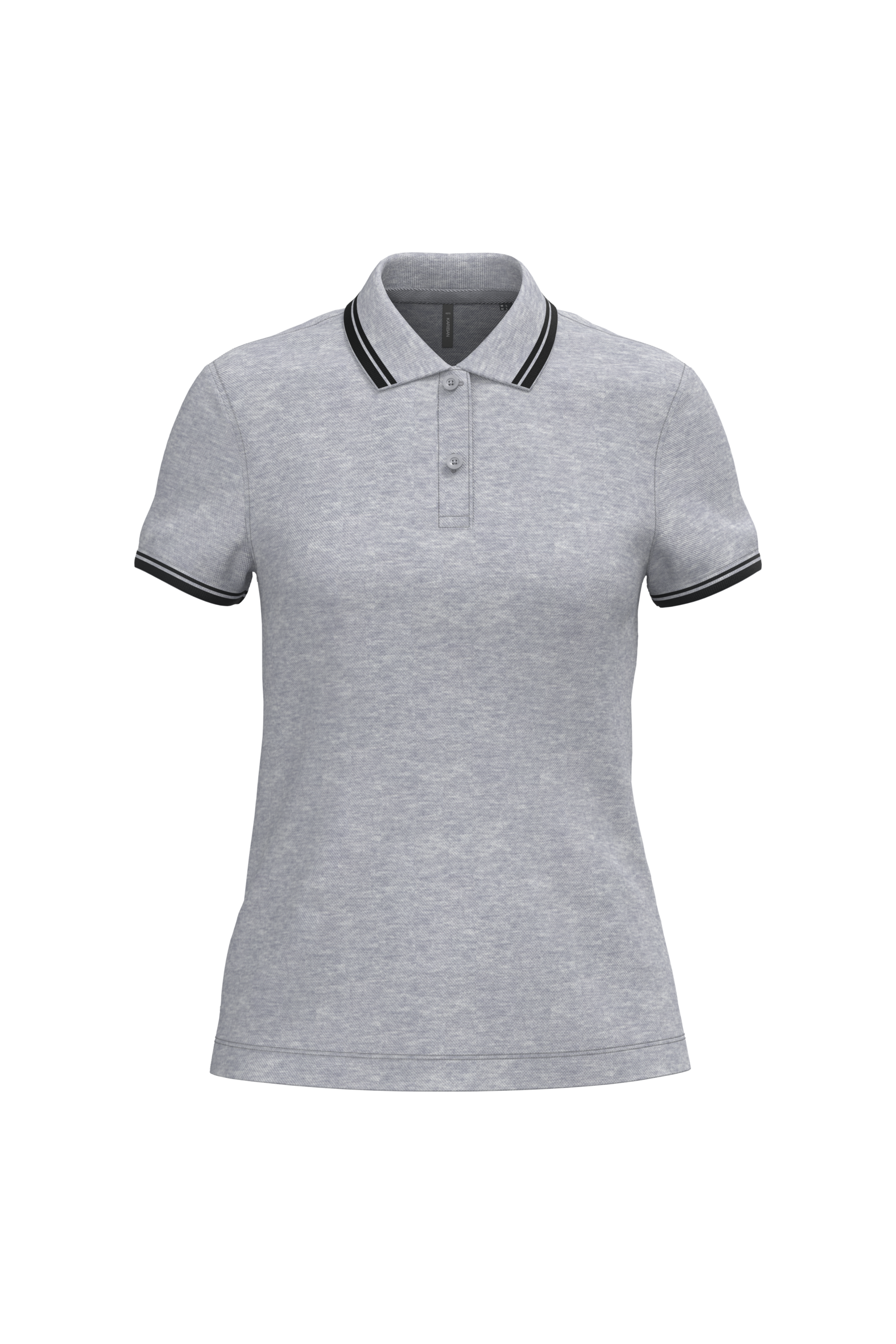 Kariban Damespolo met korte mouwen en contrasterende bies — Oxford Grey / Black
