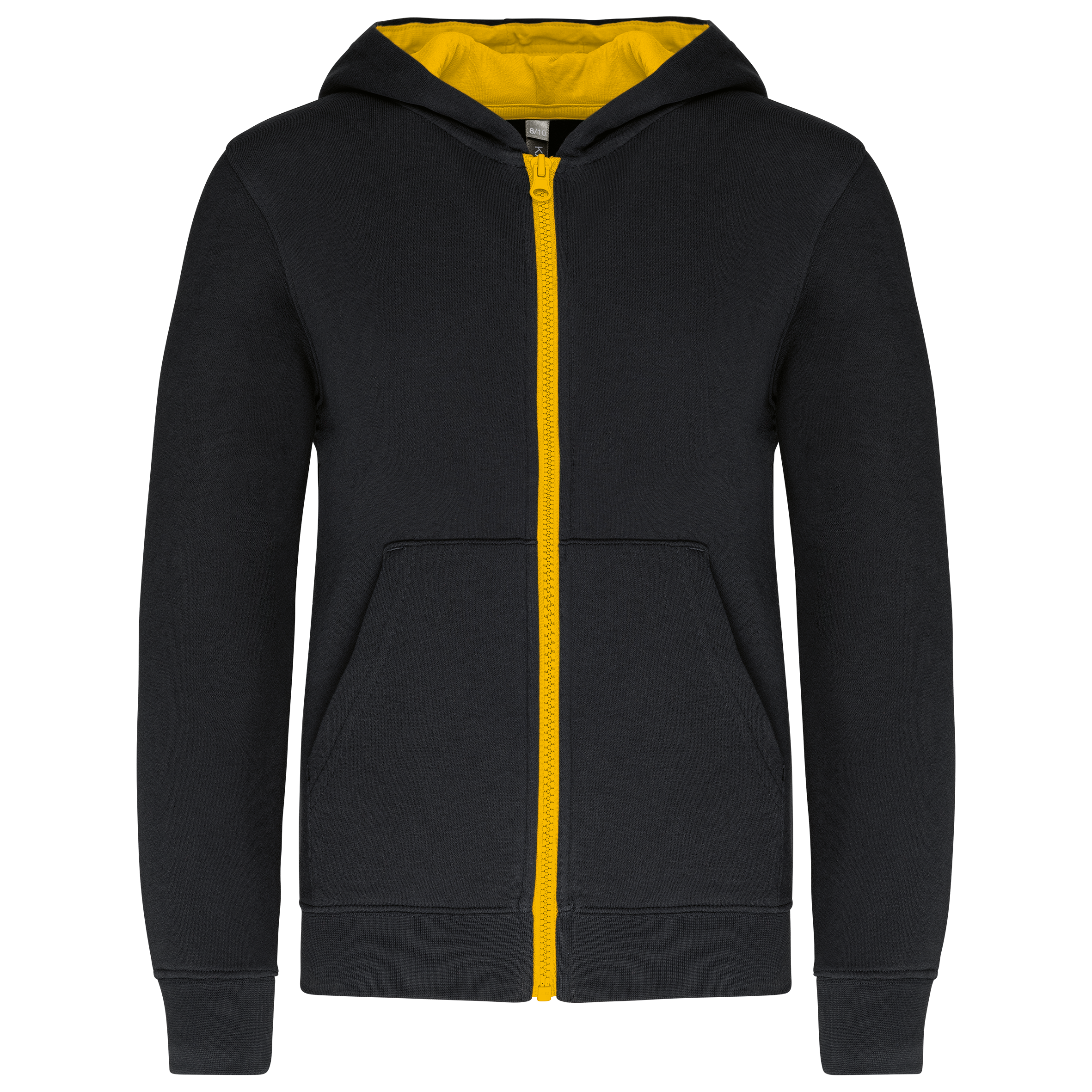 Kariban Kindersweatvest met capuchon — Black / Yellow