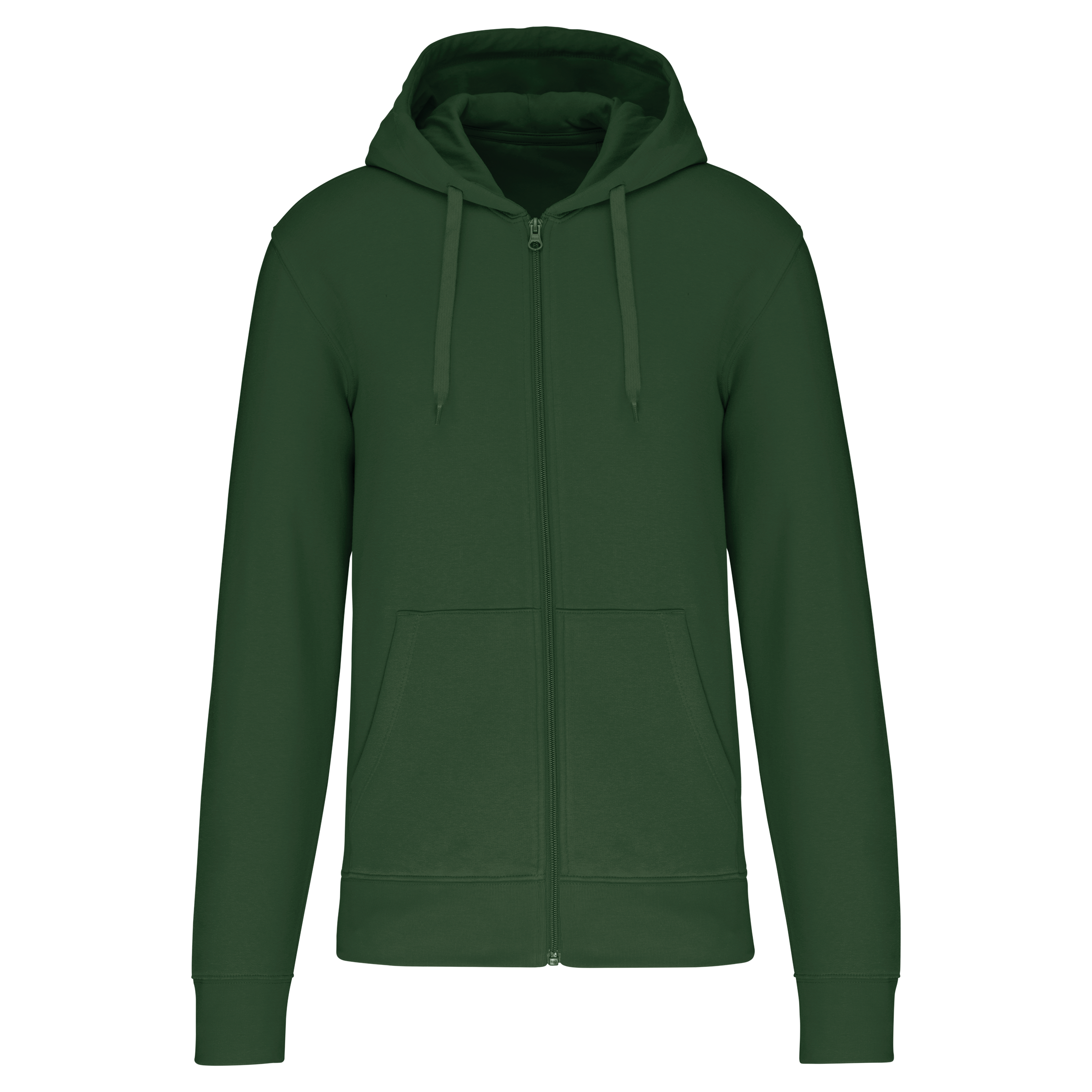 Kariban Ecologische herensweater met capuchon en ritssluiting — Forest Green