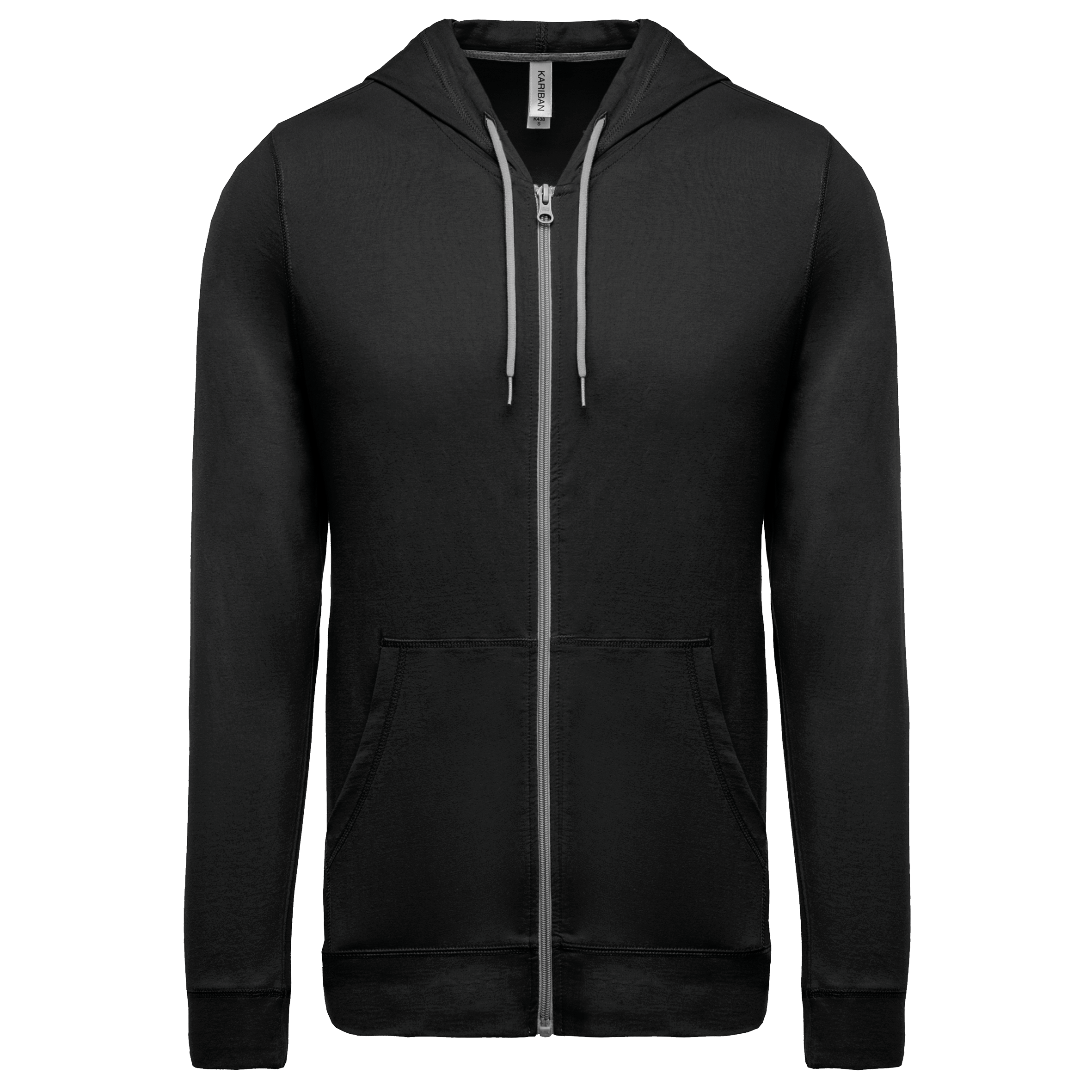 Kariban Licht katoenen sweatvest met capuchon — Black
