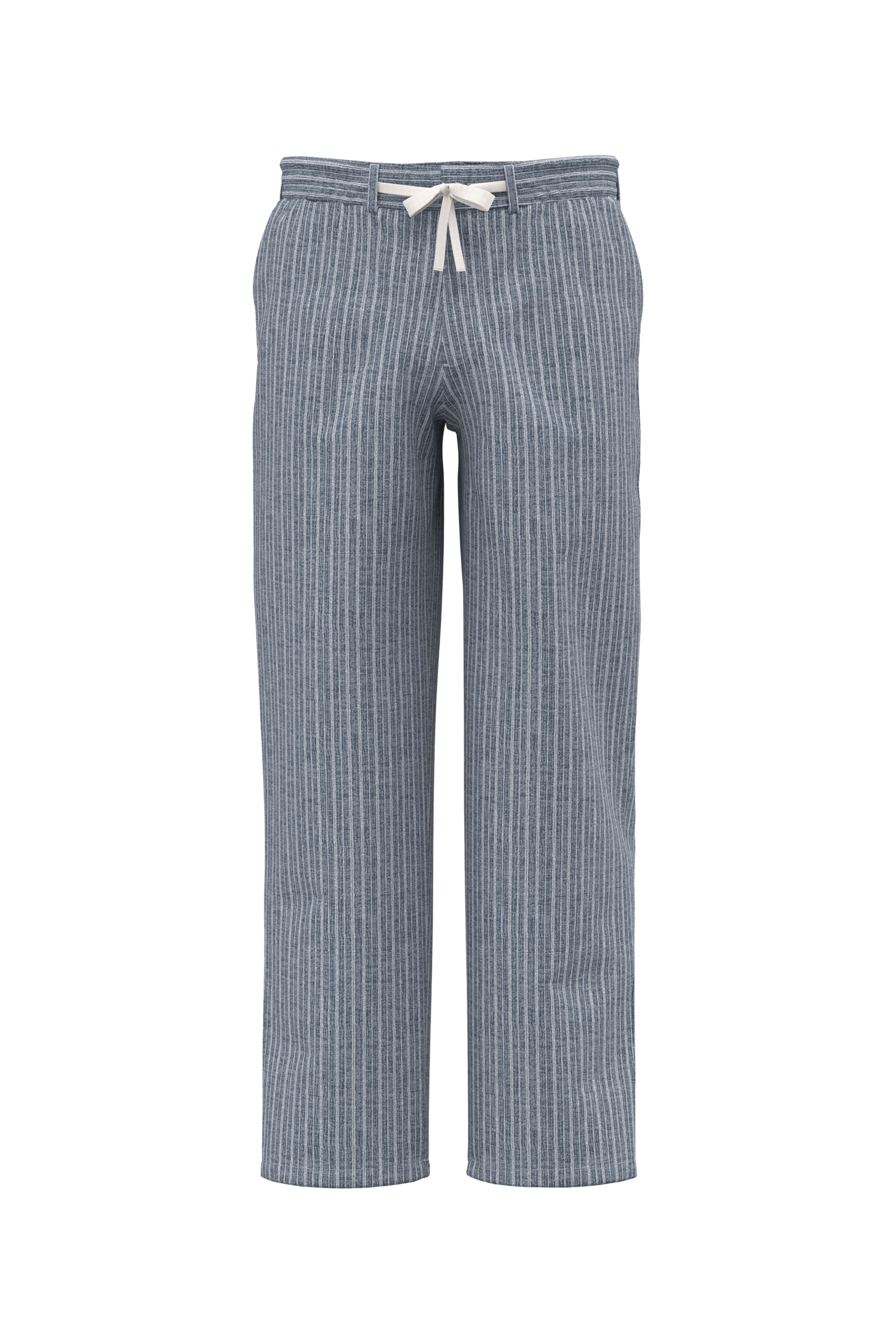 Spasso Gestreepte linnen herenbroek — Navy Blue Chambray / White Stripes