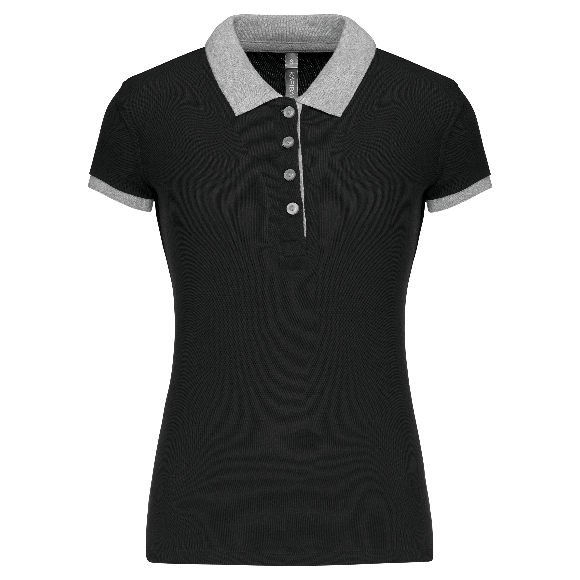 Kariban Piqué-damespolo tweekleurig — Black / Oxford Grey