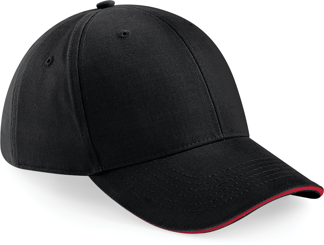 Beechfield® Pet Athleisure met 6 panelen — Black / Classic Red