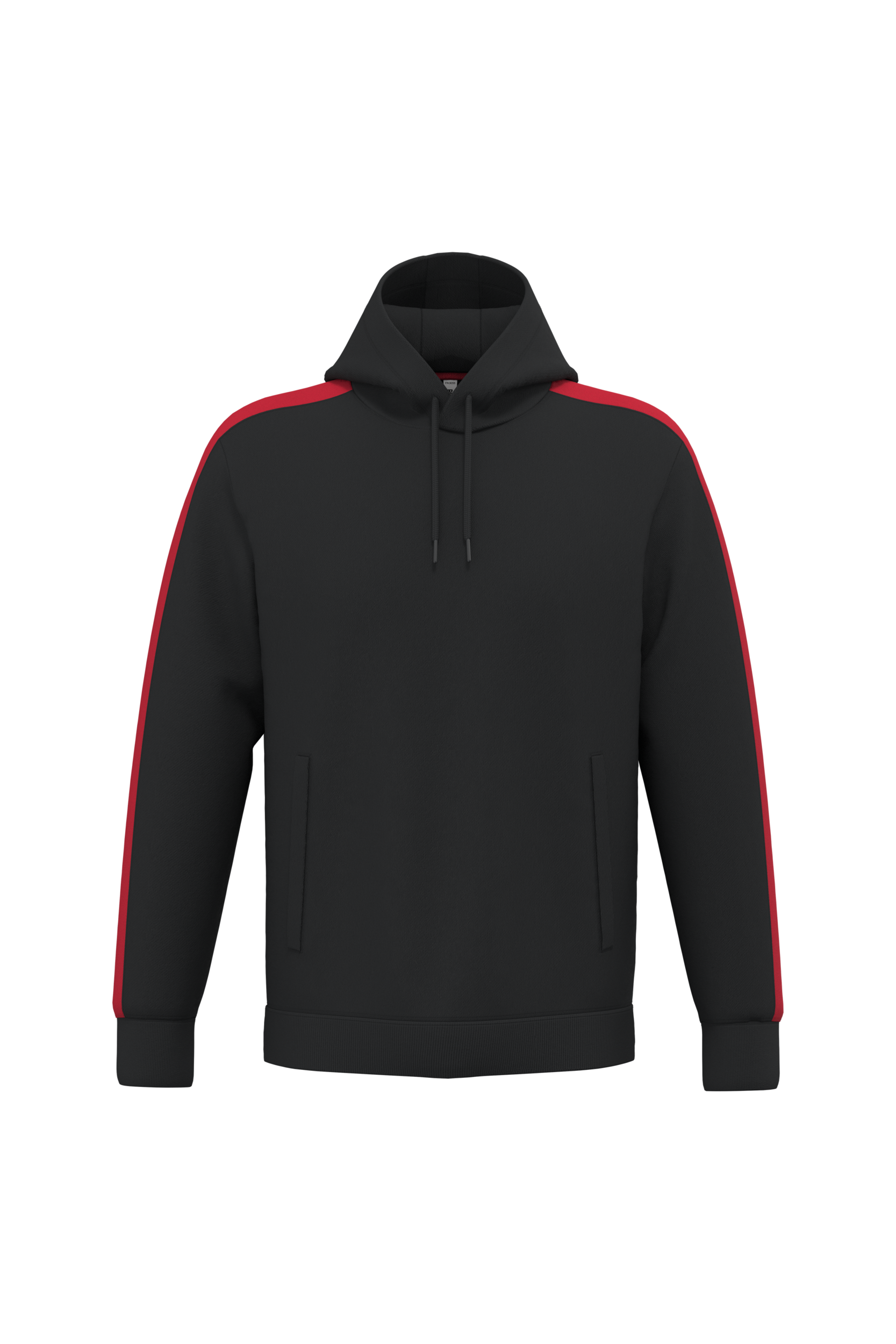 PROACT® Uniseks tweekleurige teamwear hoodie — Black / Sporty Red
