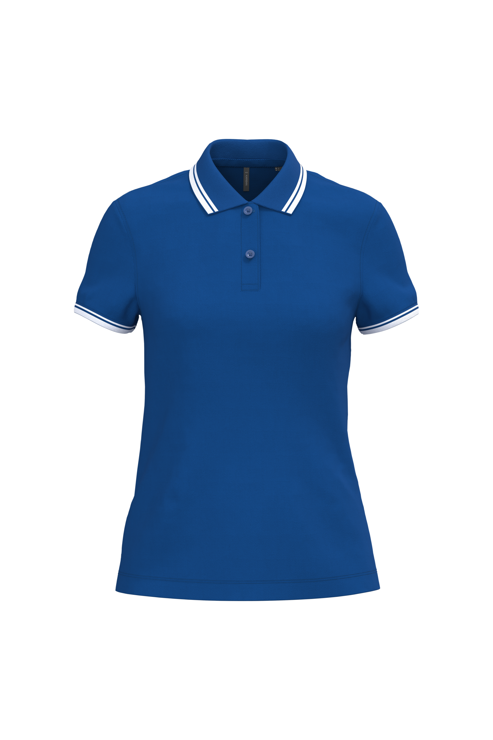 Kariban Damespolo met korte mouwen en contrasterende bies — Royal Blue / White