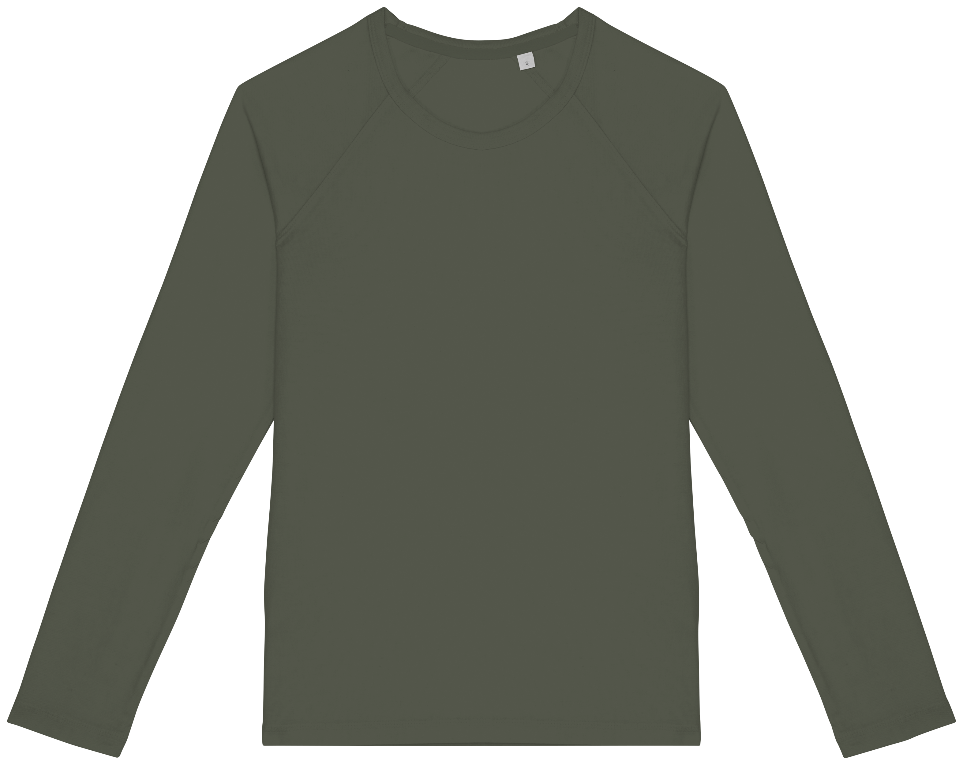 Native Spirit Ecologisch dames T-shirt met lange raglanmouwen — Washed Organic Khaki