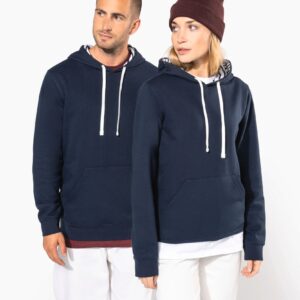 Kariban Unisex sweater met capuchon met contrasterend motief