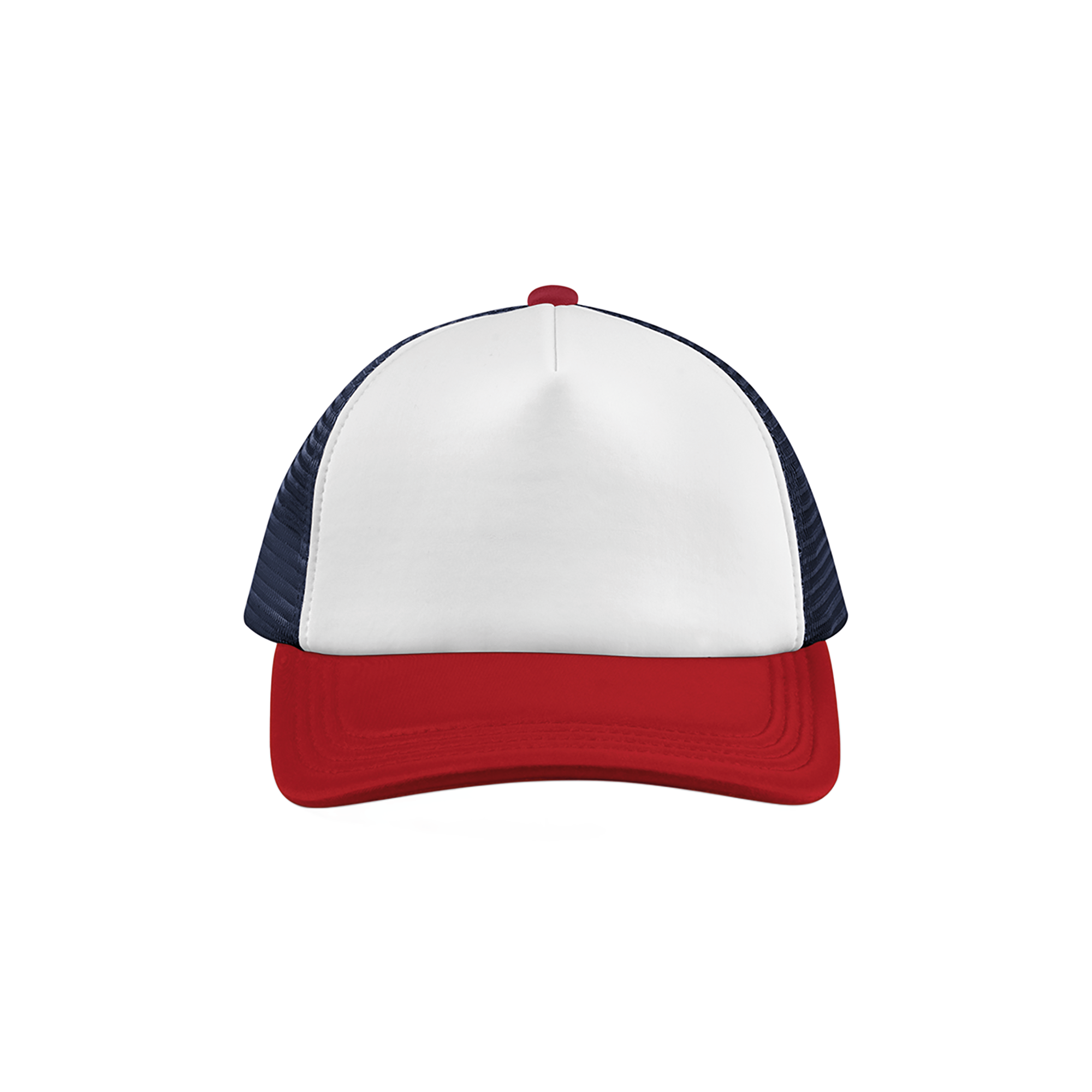 Beechfield® Meerkleurige 5-panel truckerpet — Navy / Red