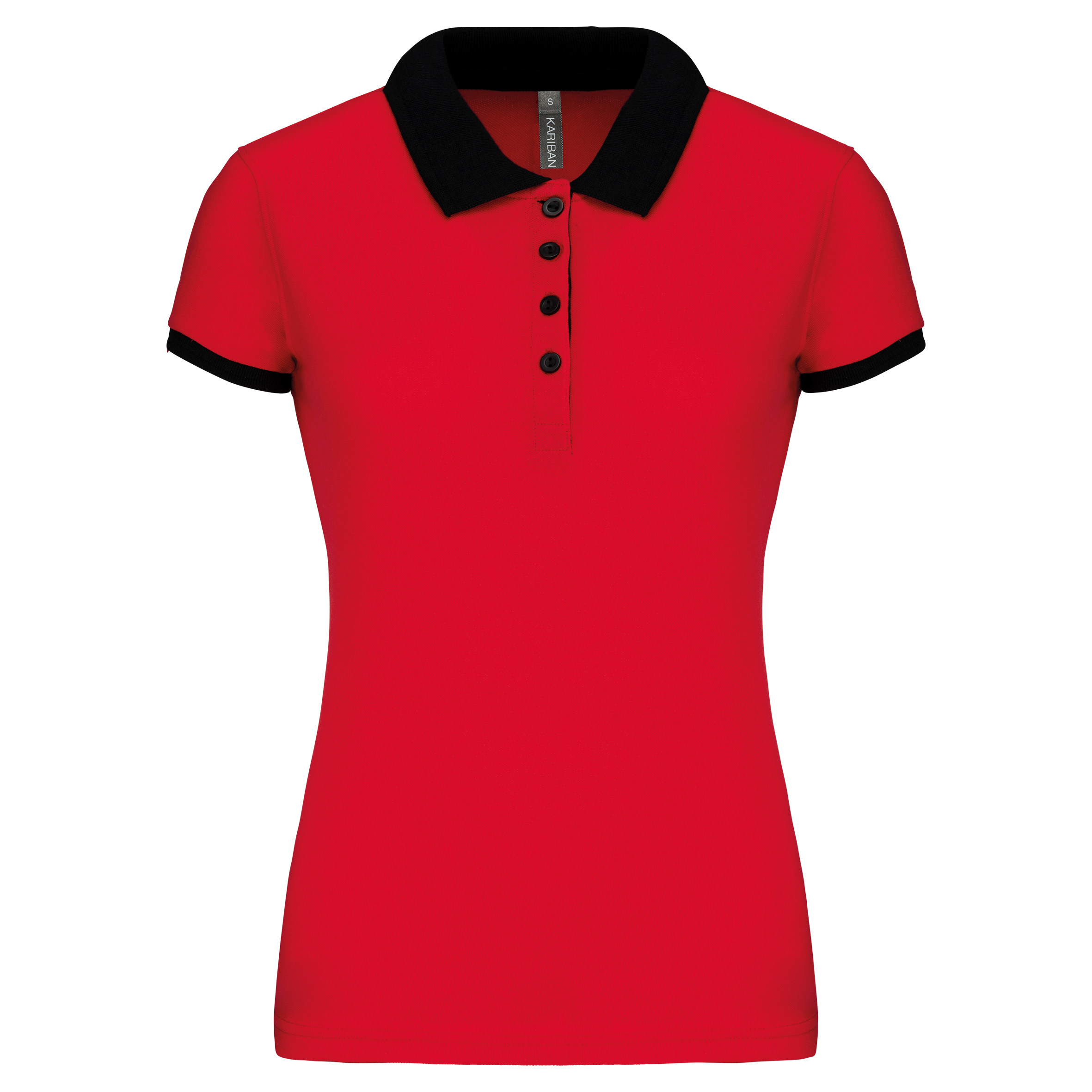 Kariban Piqué-damespolo tweekleurig — Red / Black