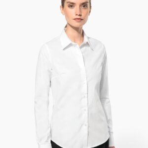 Kariban Damesblouse in popeline met lange mouwen