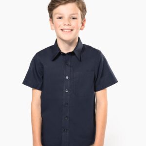 Kariban Kinder poplin overhemd korte mouwen