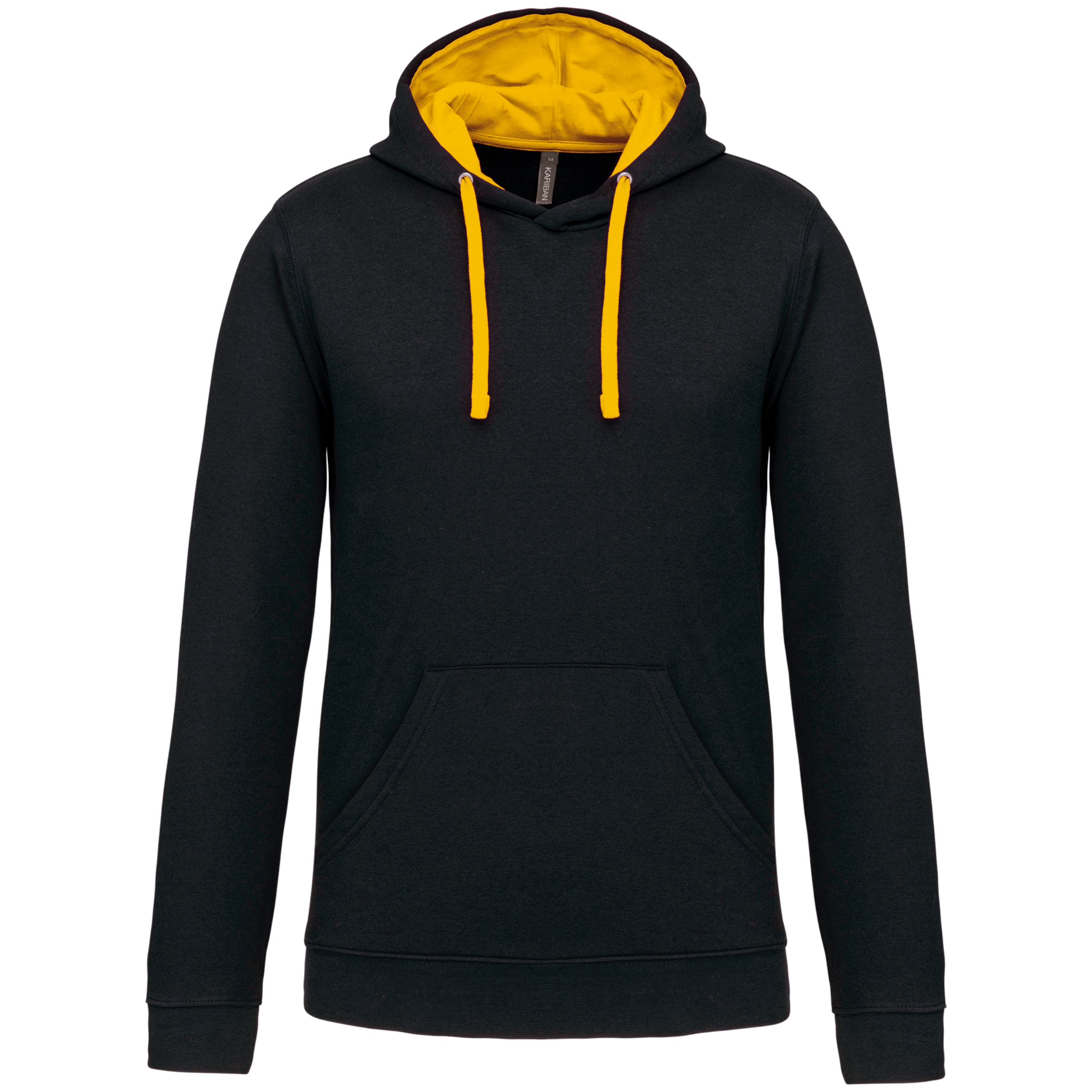 Kariban Sweater met contrasterende capuchon — Black / Yellow