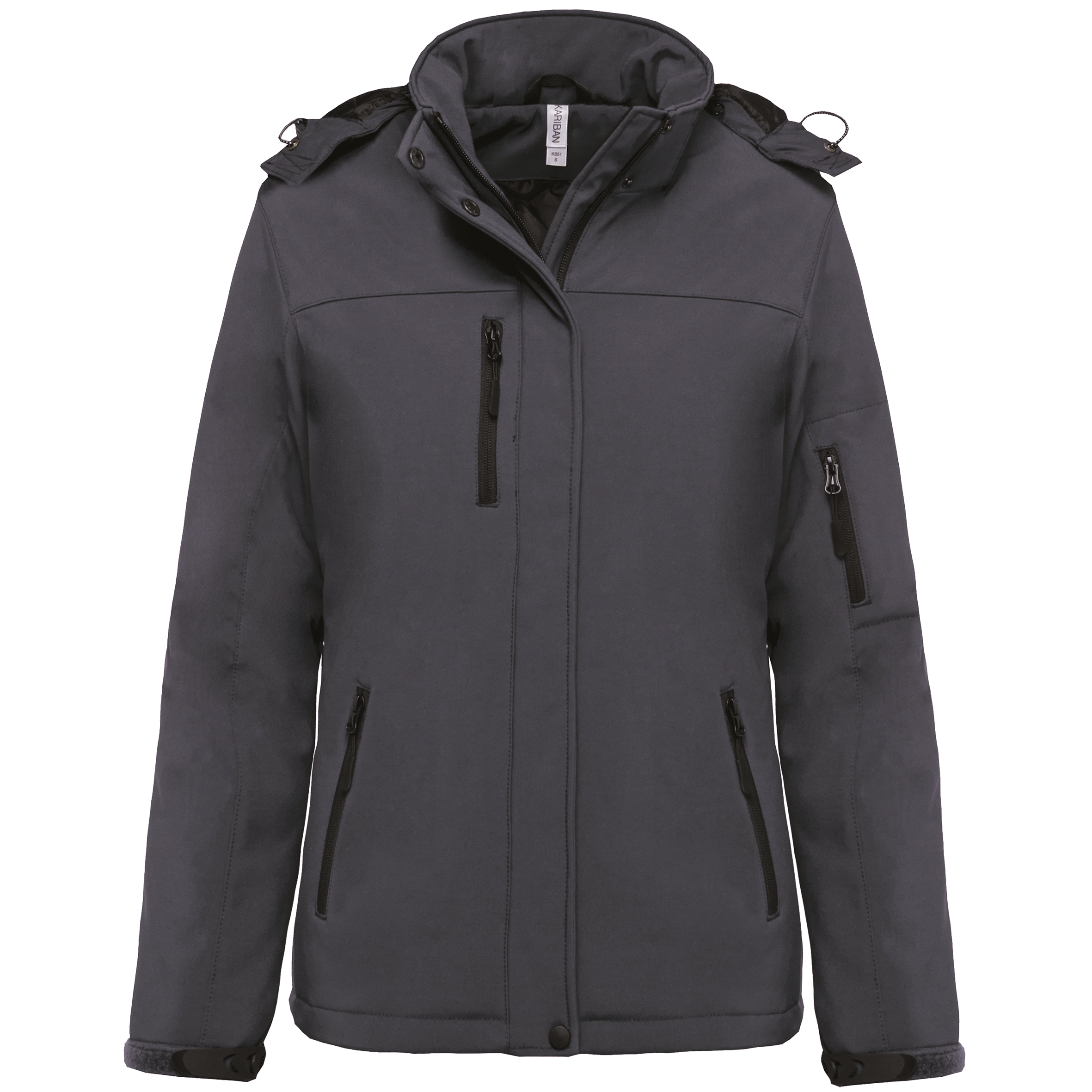 Kariban Gewatteerde softshell damesparka met capuchon — Titanium