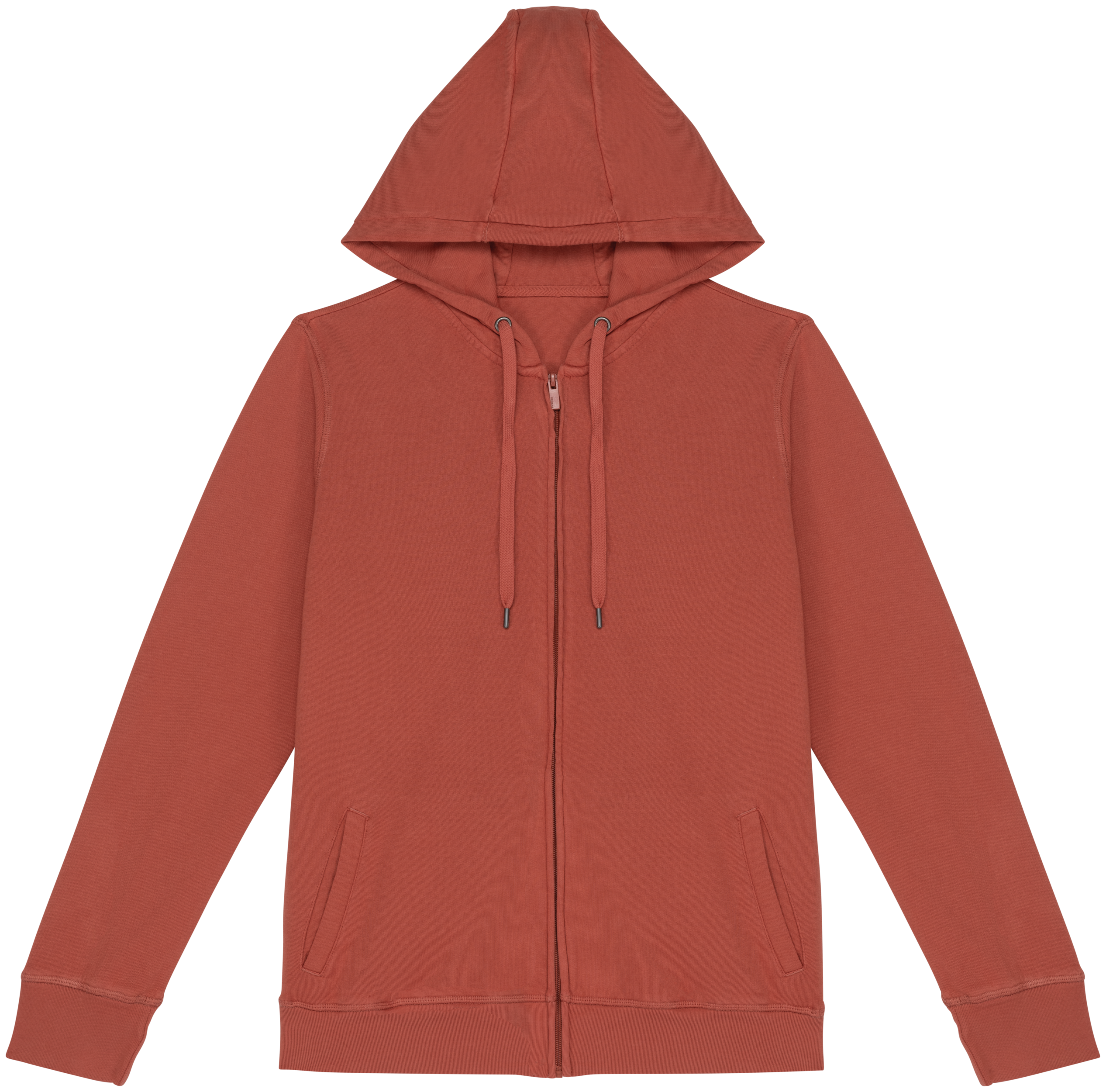 Native Spirit Ecologische uniseks sweater met rits en capuchon French Terry — Washed Pomelo