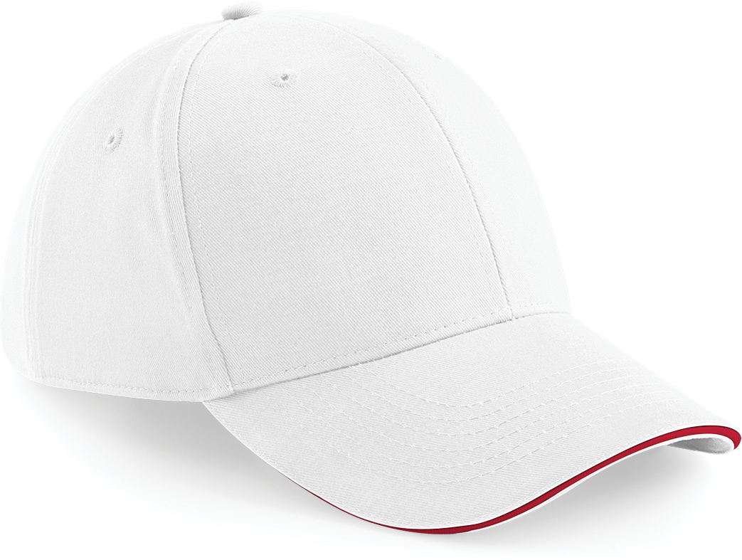 Beechfield® Pet Athleisure met 6 panelen — White / Classic Red