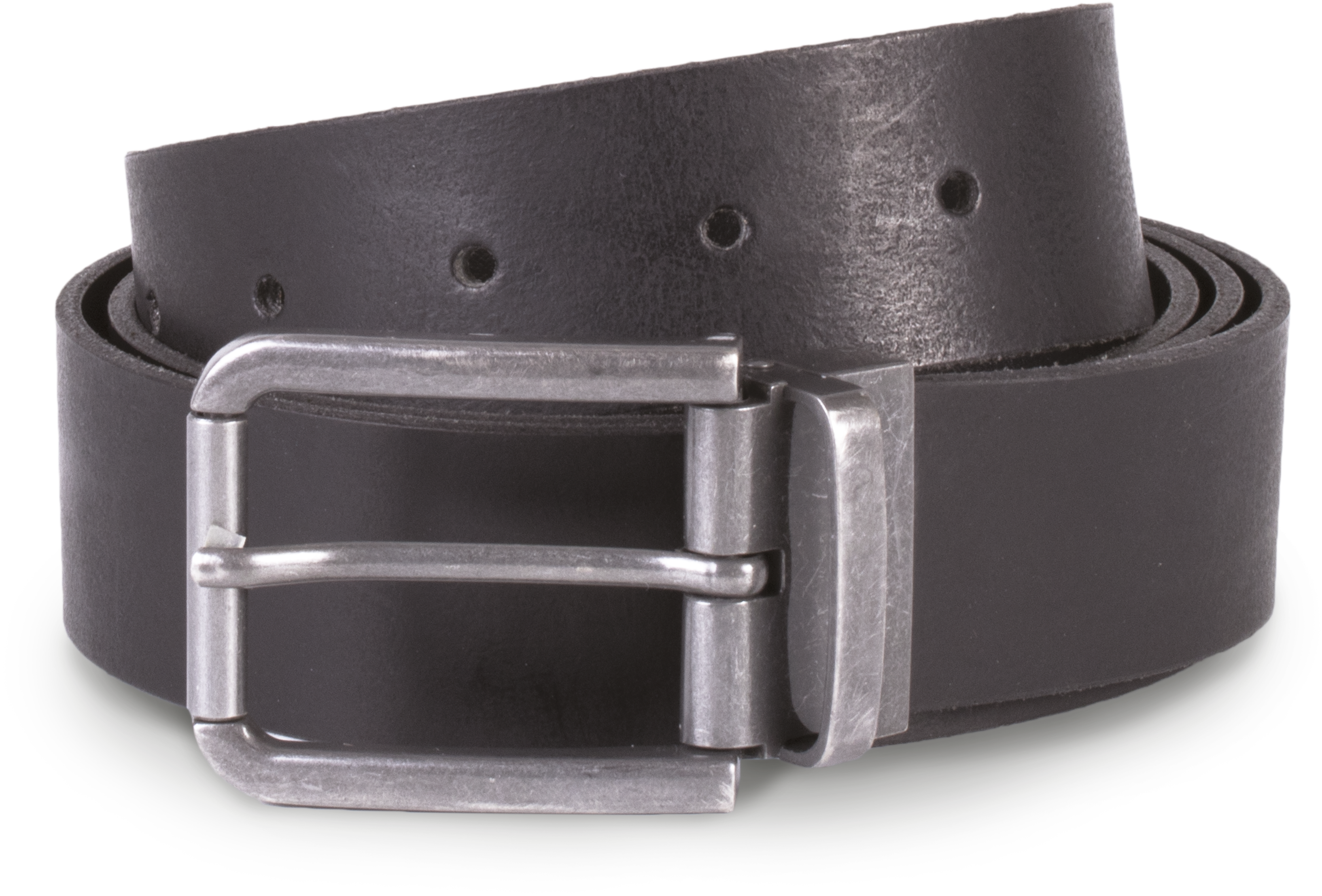 K-up Riem van leer met onafgewerkte rand - 35 mm — Black