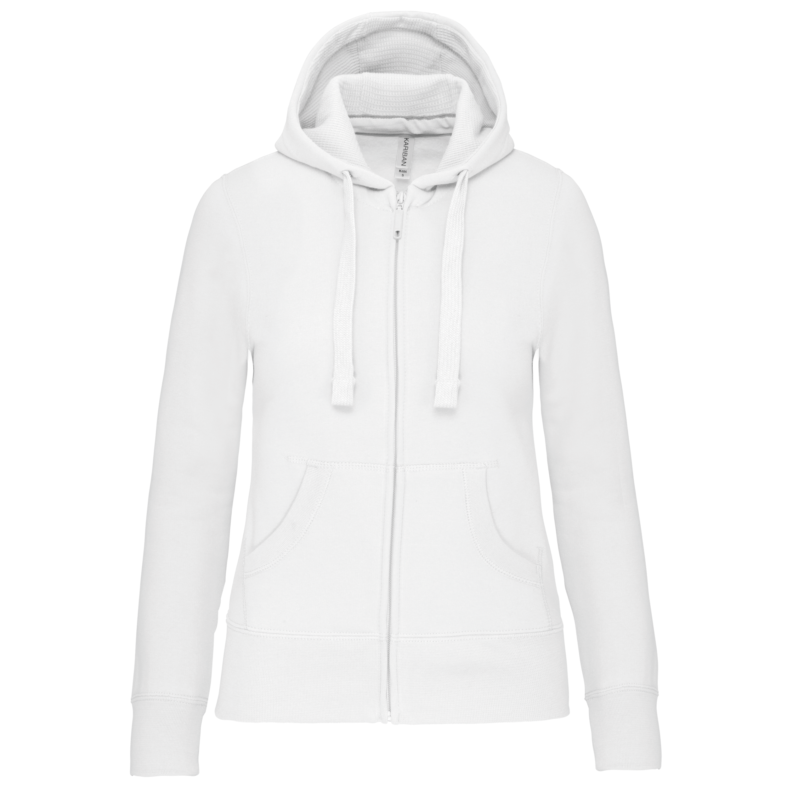 Kariban Damessweater met rits en capuchon — White