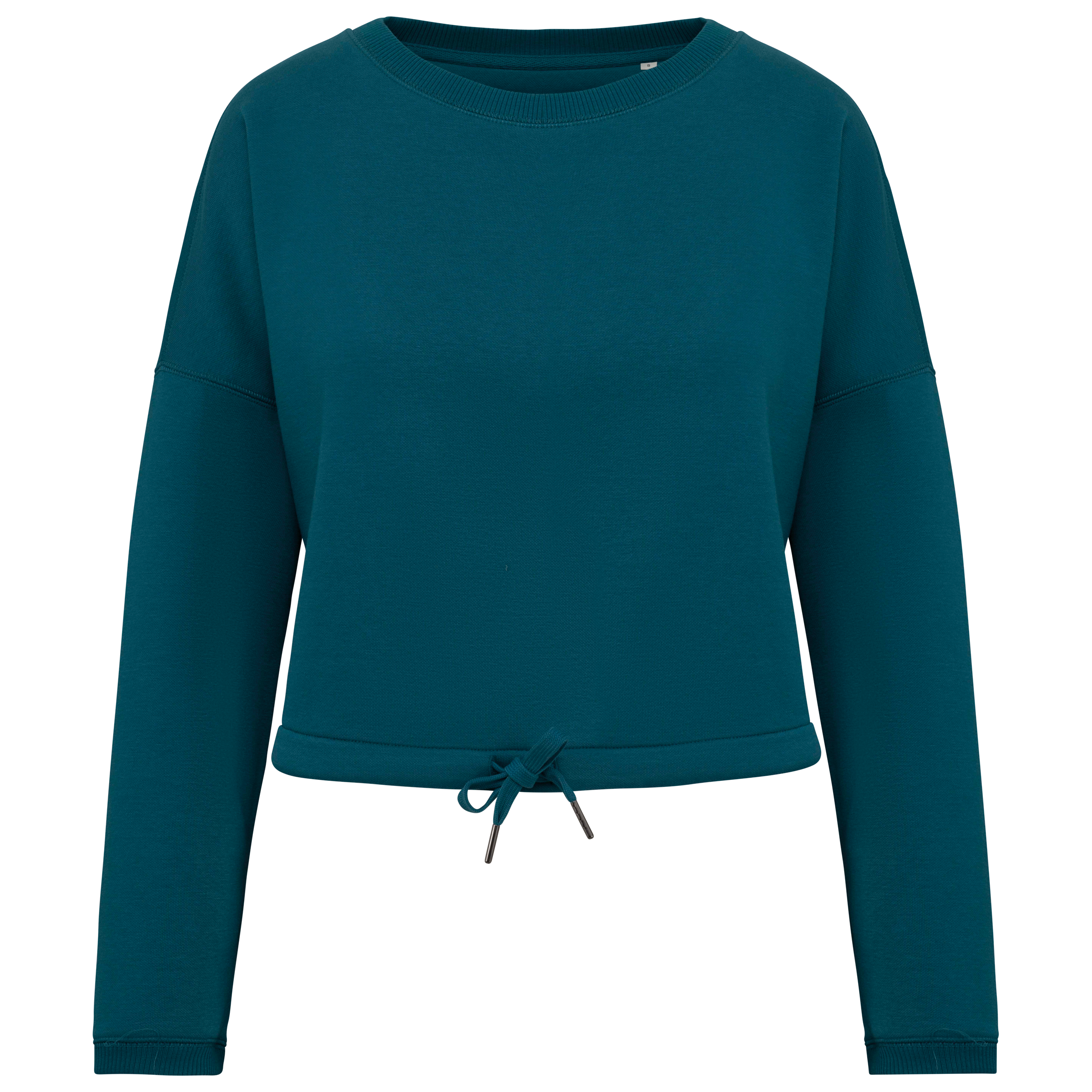 Native Spirit Ecologische cropped damessweater met ronde hals — Peacock Green