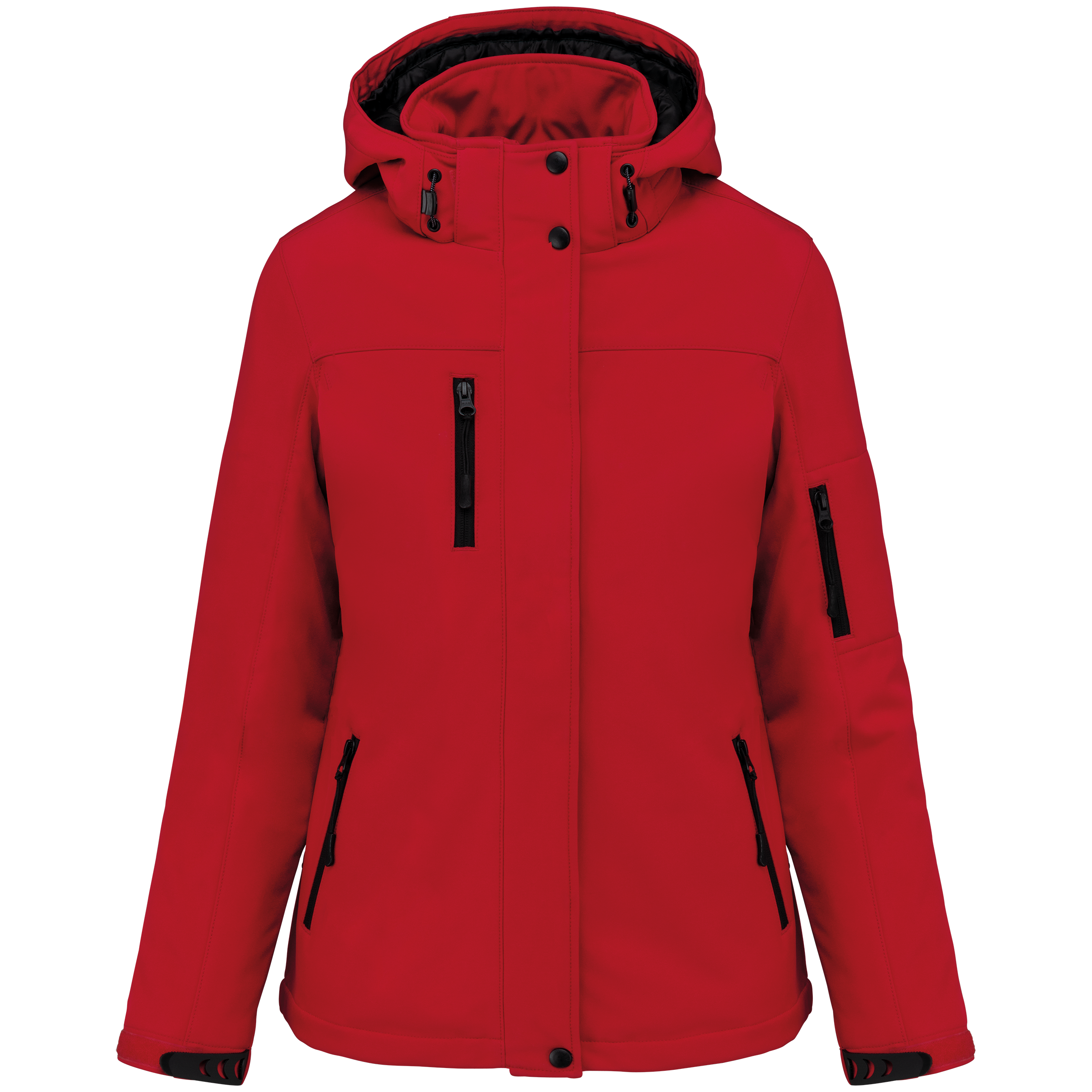 Kariban Gewatteerde softshell damesparka met capuchon — Red