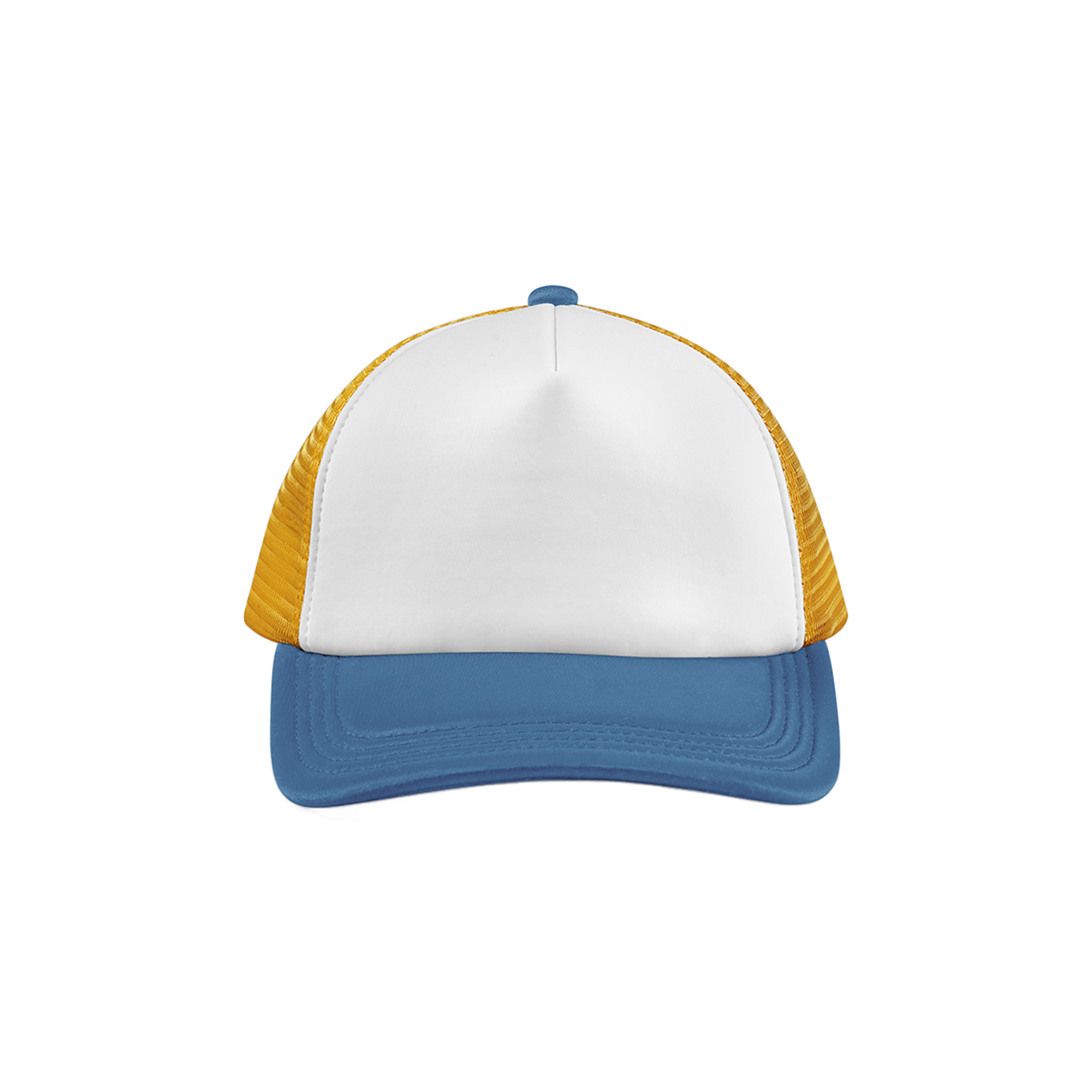 Beechfield® Meerkleurige 5-panel truckerpet — Sunflower / Heritage blue