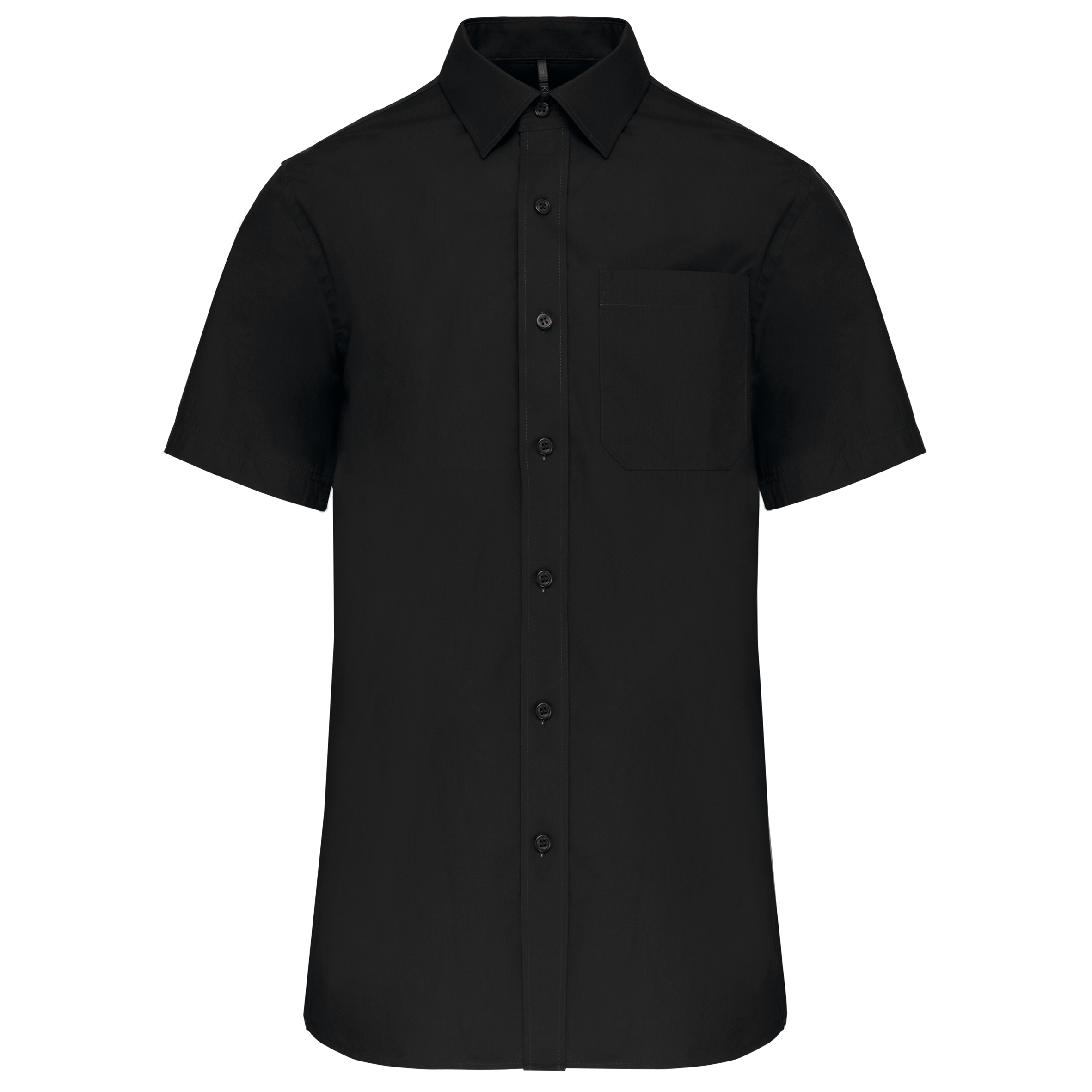 Kariban Heren poplin overhemd korte mouwen — Black