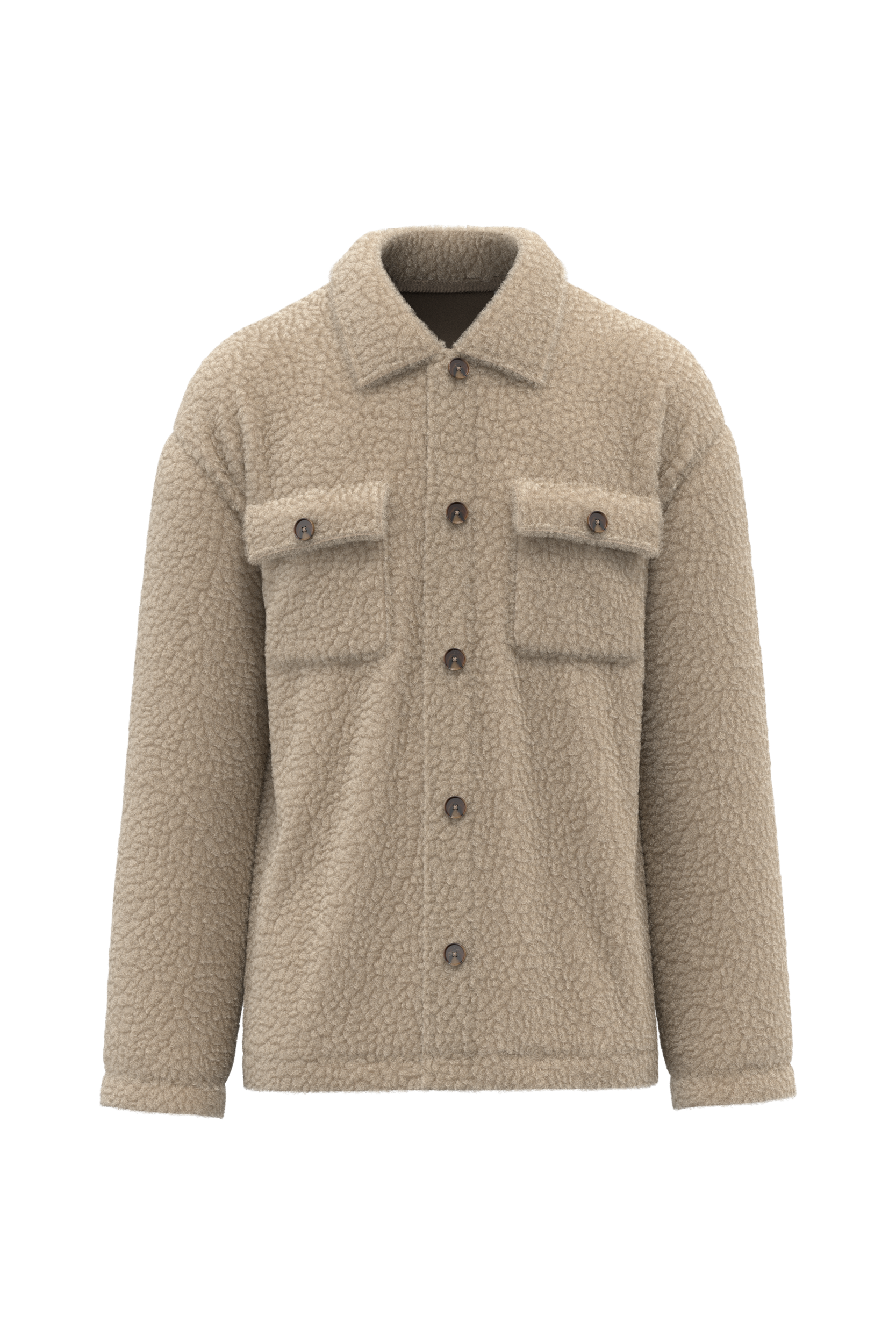 Spasso Uniseks sherpa-overshirt met afhangende schouders — Wet Sand