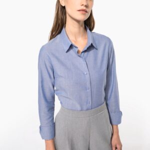 Kariban Dames Oxford blouse lange mouwen
