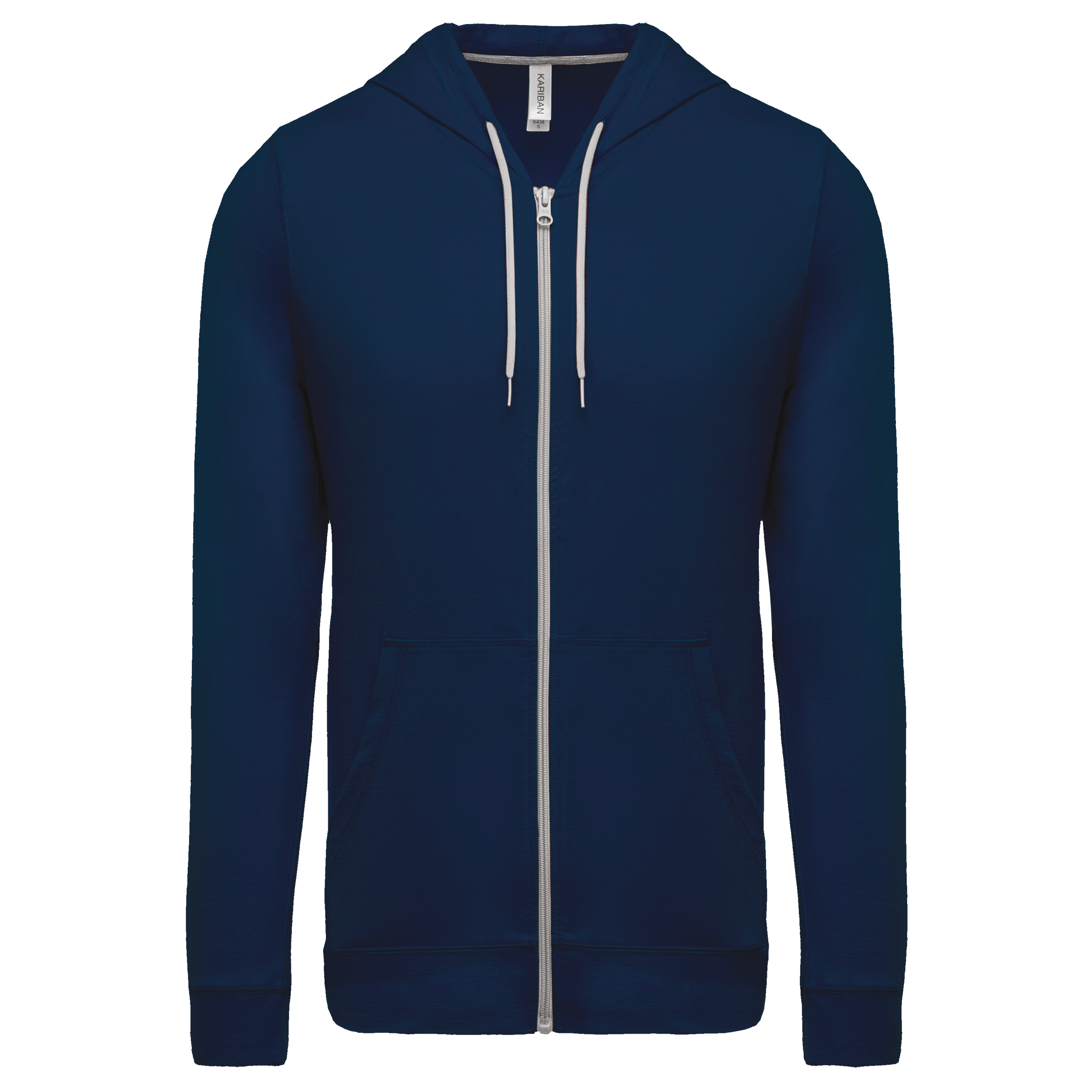 Kariban Licht katoenen sweatvest met capuchon — Navy