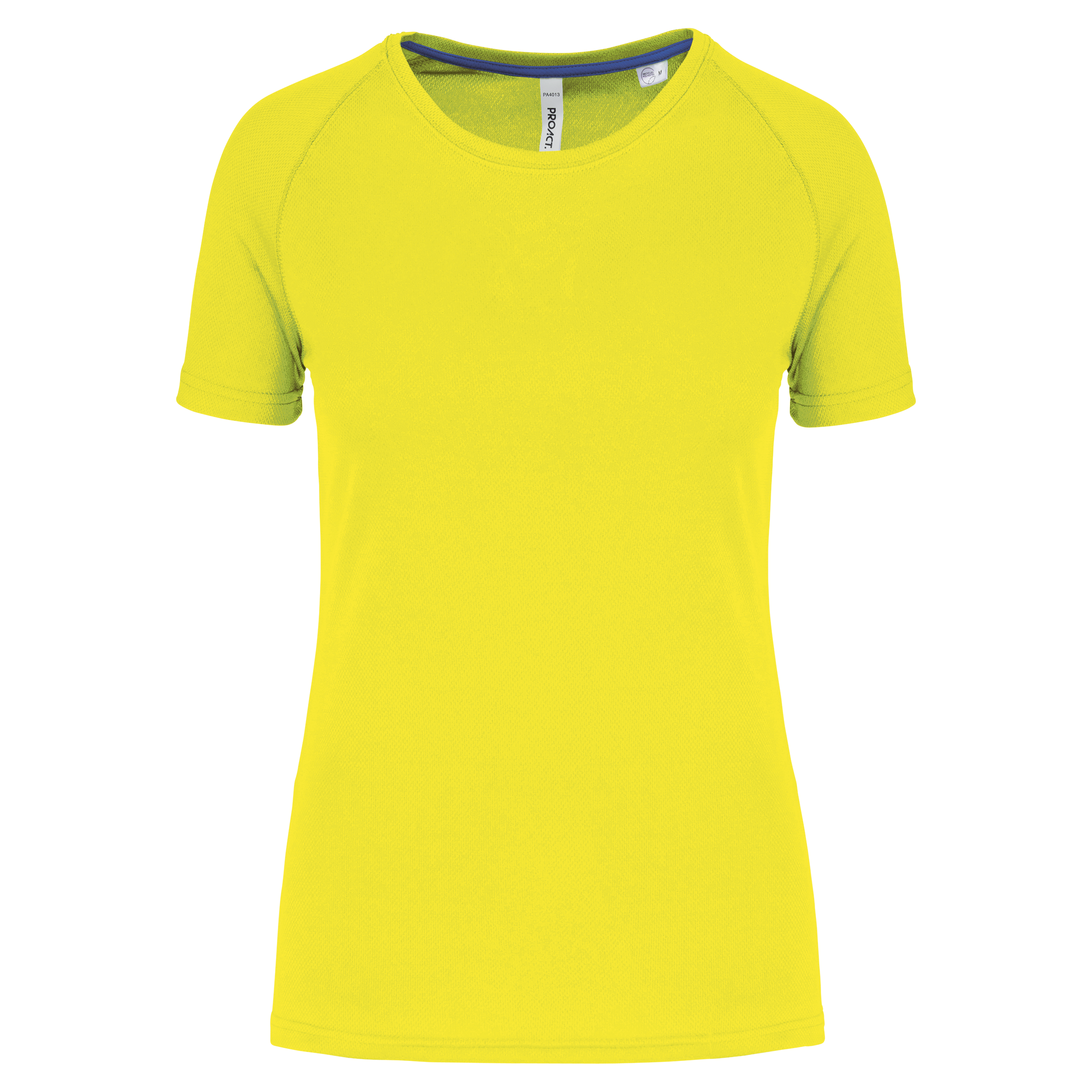 PROACT® Gerecycled damessport-T-shirt met ronde hals — Fluorescent Yellow