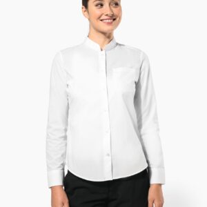 Kariban Damesblouse met "Mao" kraag lange mouwen