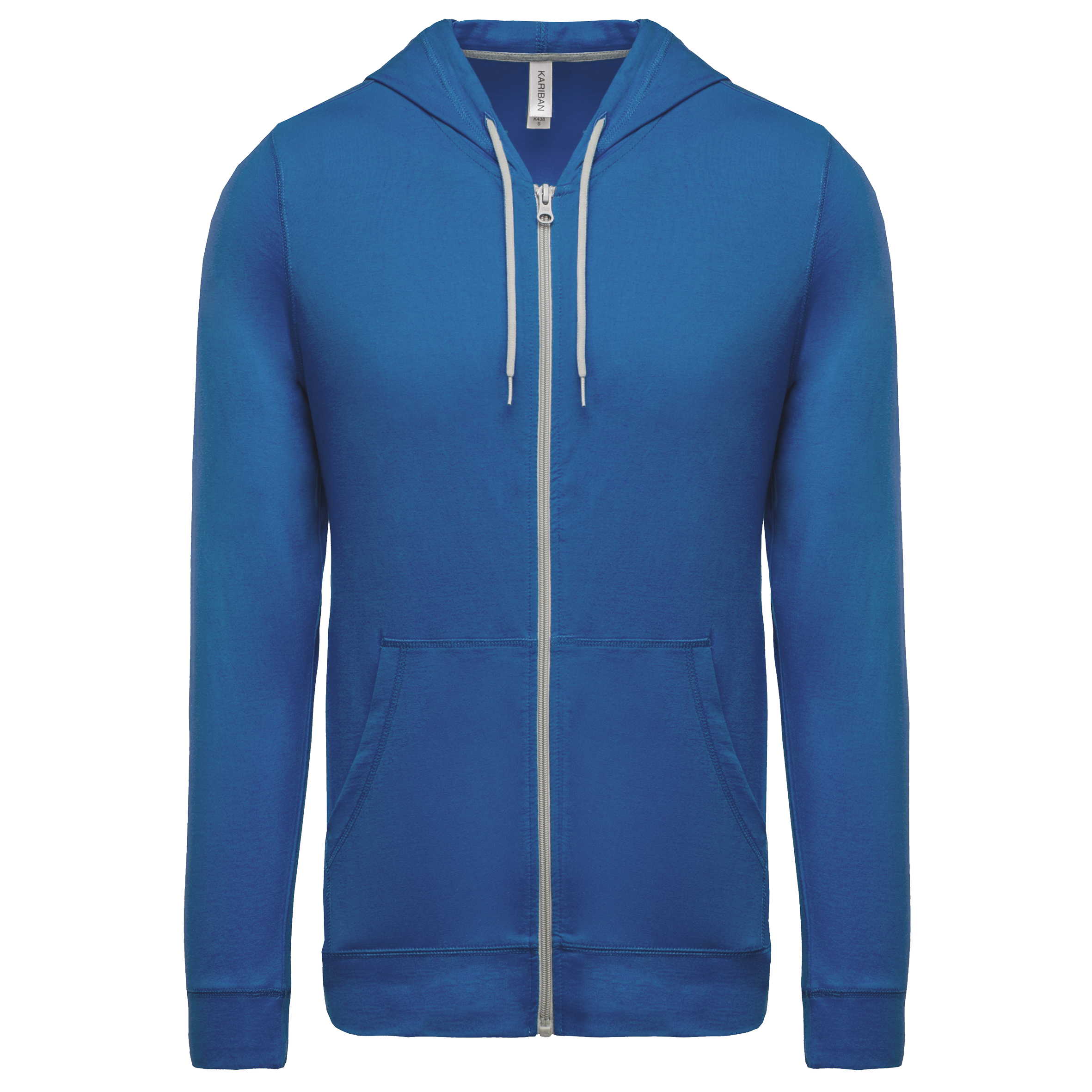 Kariban Licht katoenen sweatvest met capuchon — Light Royal Blue