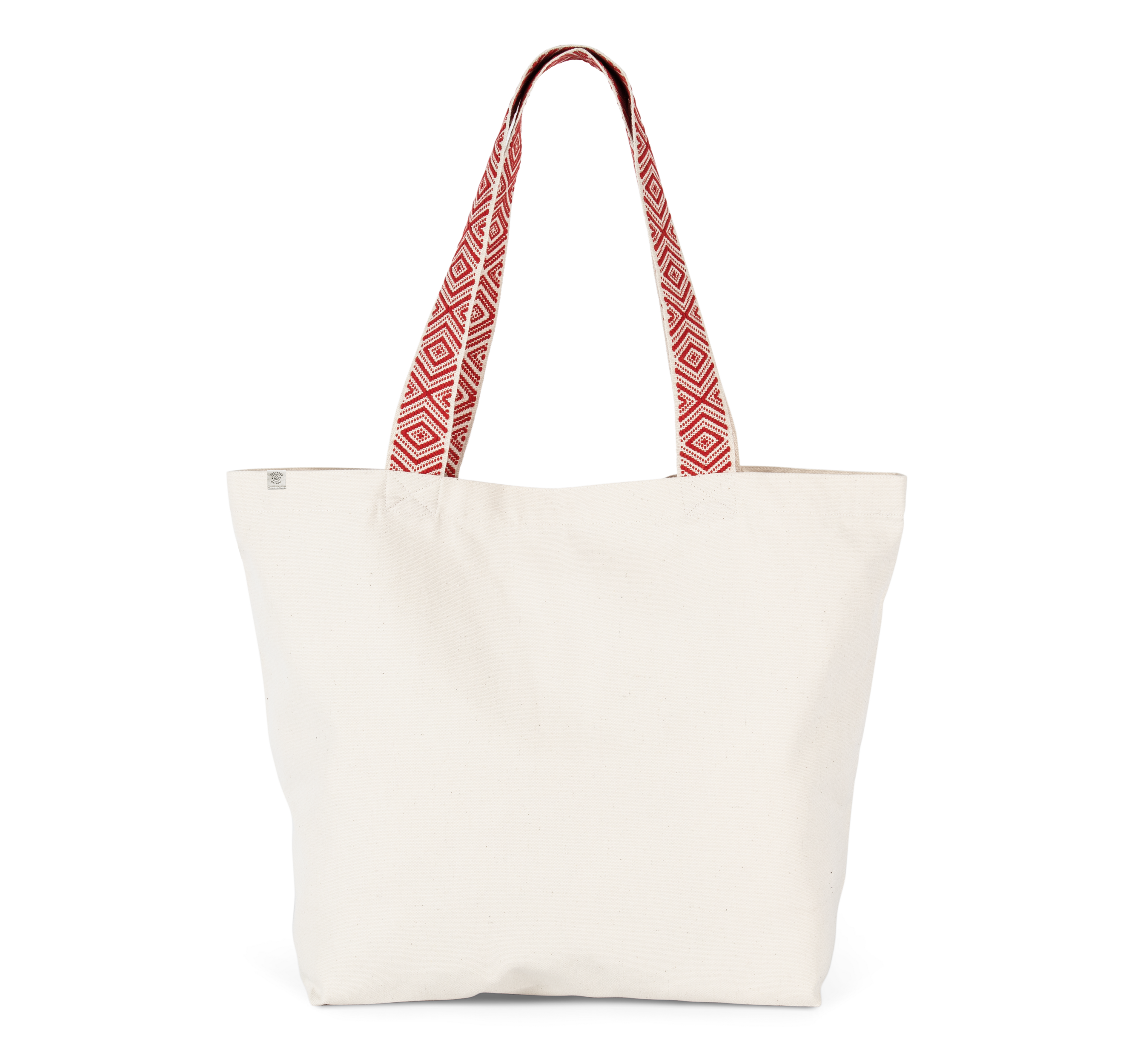Kimood Grote gerecyclede shopper — Ecume / Ethnic Red