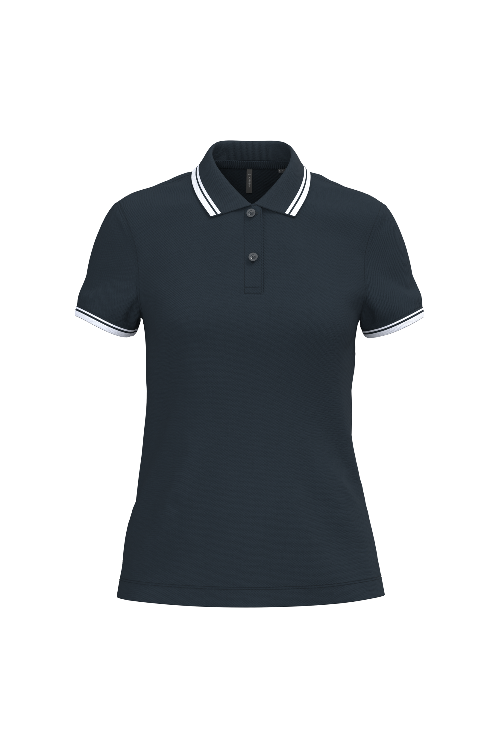 Kariban Damespolo met korte mouwen en contrasterende bies — Navy / White