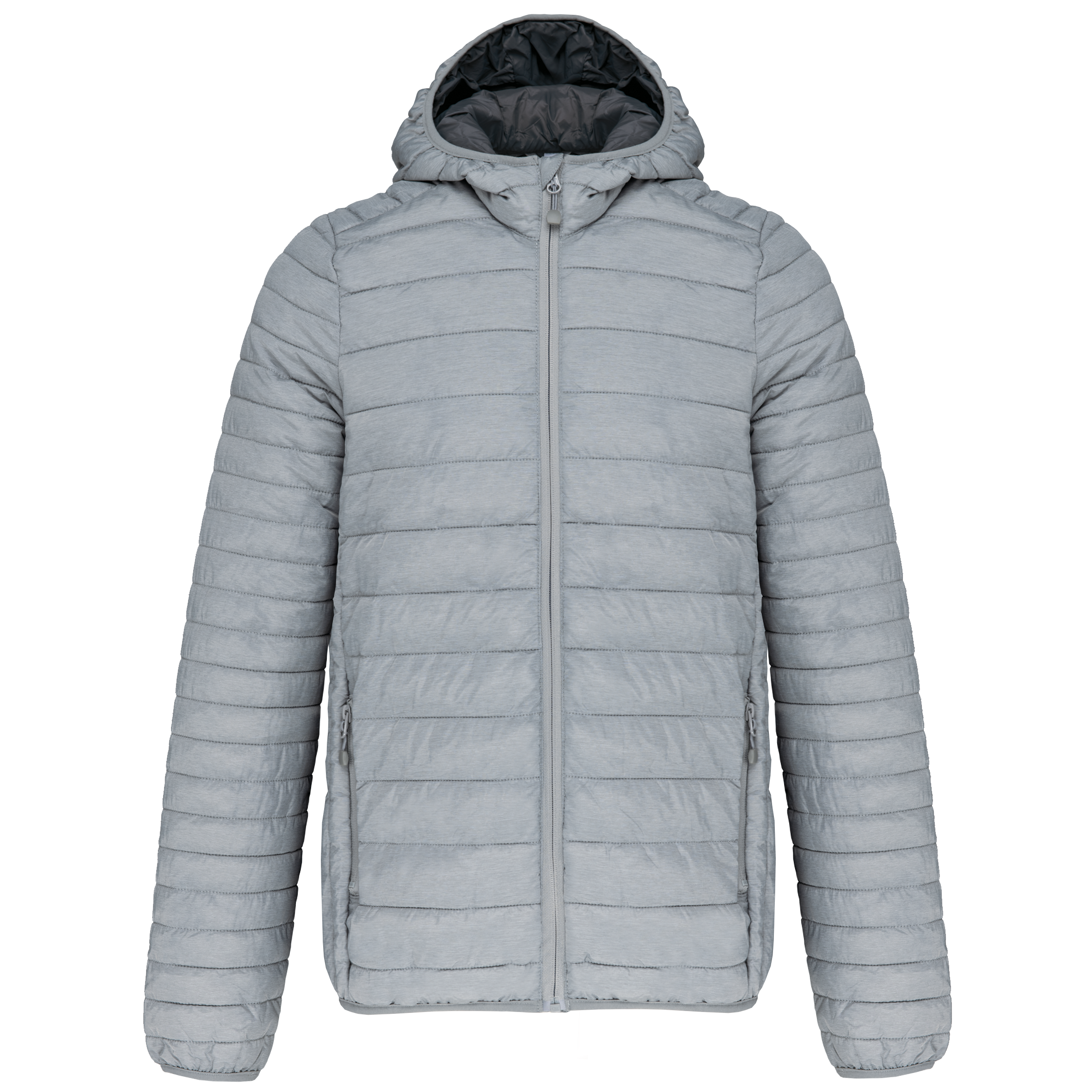 Kariban Men's lightweight hooded padded jacket — Marl Silver