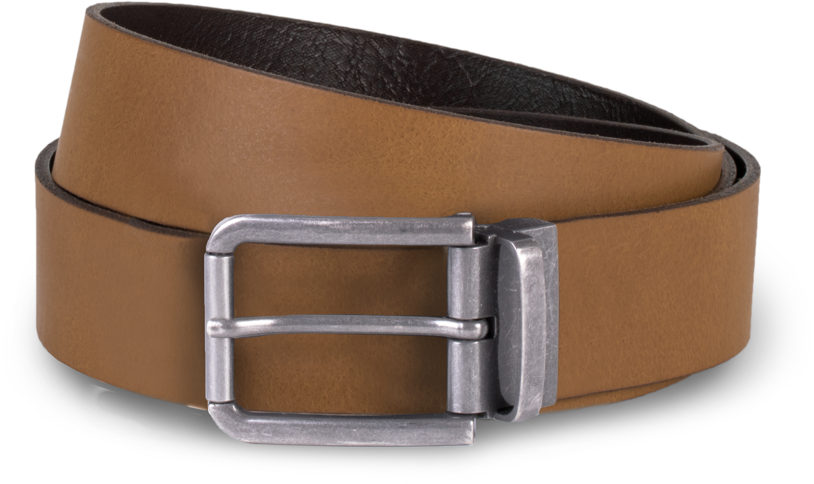 K-up Riem van leer met onafgewerkte rand - 35 mm — Cognac