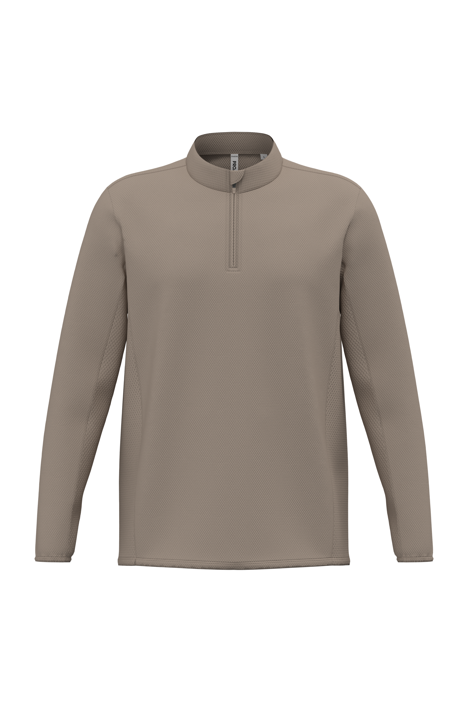PROACT® Uniseks outdoor-T-shirt met 1/4-rits en lange mouwen — Sand