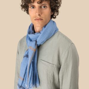 Spasso Gestreepte uniseks tulbanddoek  — Blue Double Stripes