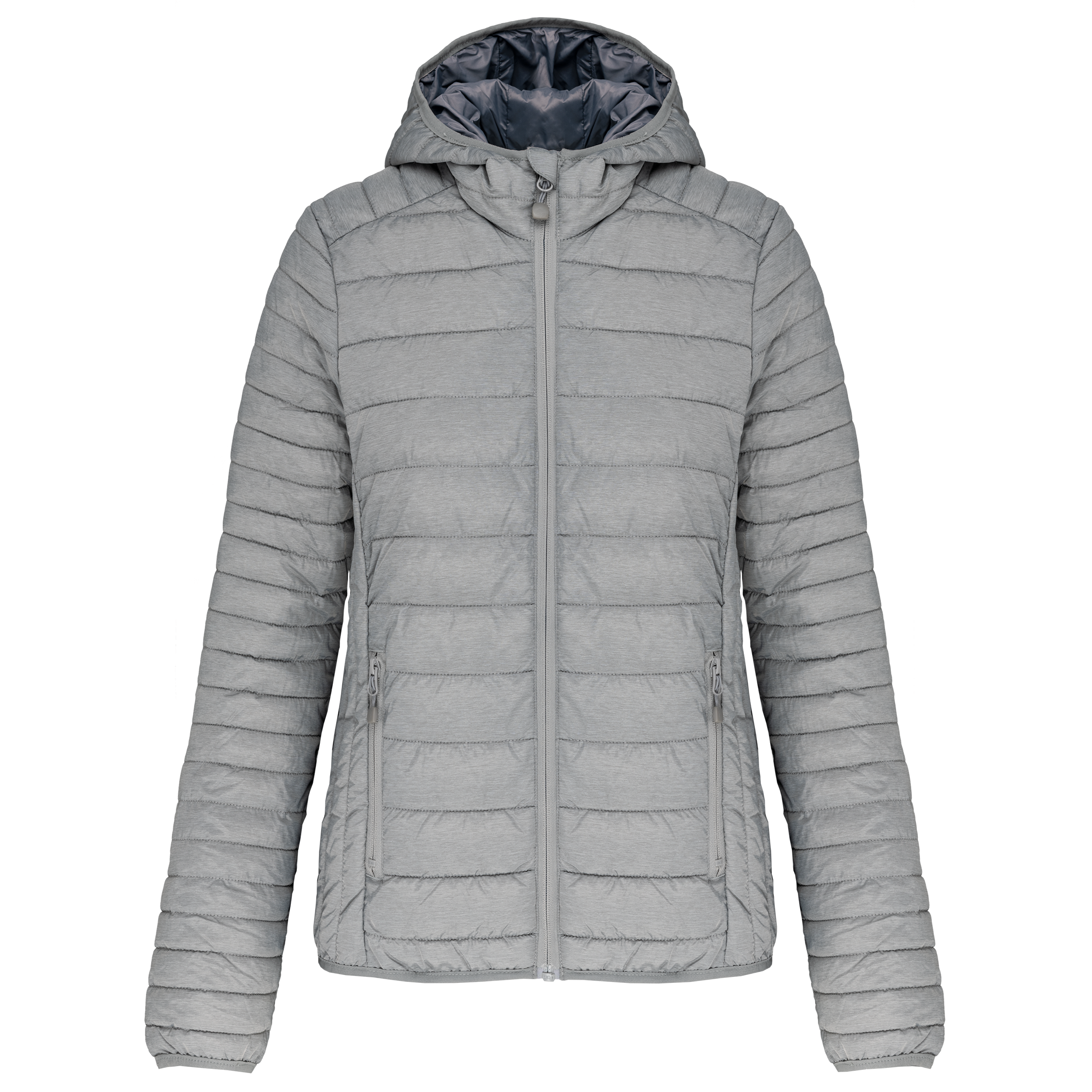 Kariban Ladies' lightweight hooded padded jacket — Marl Silver