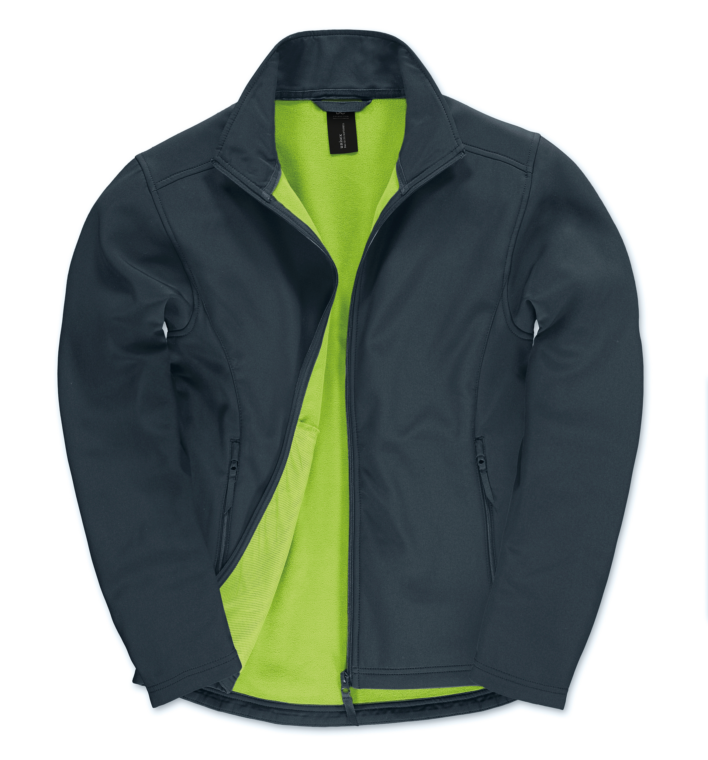 B&C Id.701 Softshell / Men — Navy / Neon Green