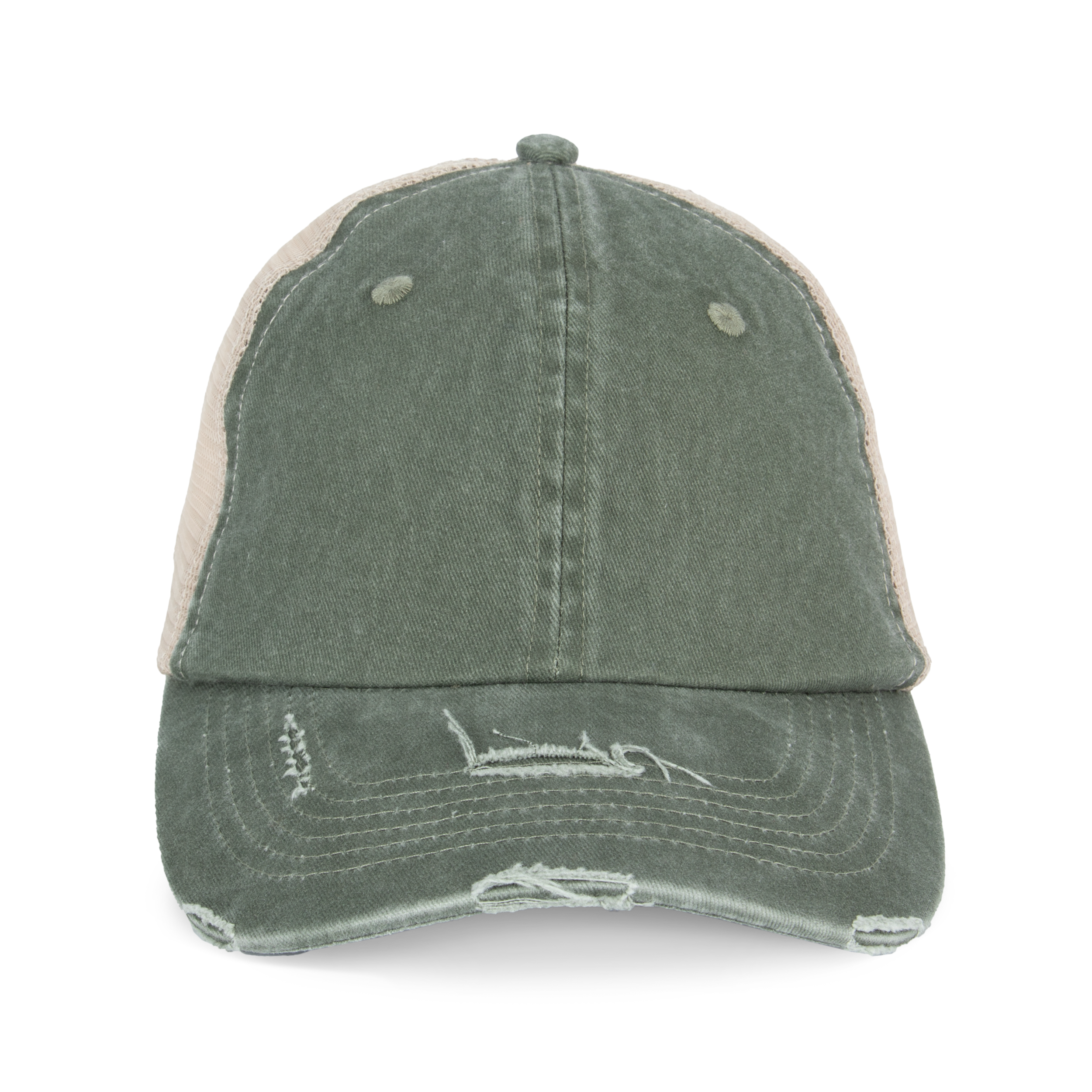Native Spirit Ecologische uniseks truckerpet met verwassen look — Washed Organic Khaki / Beige