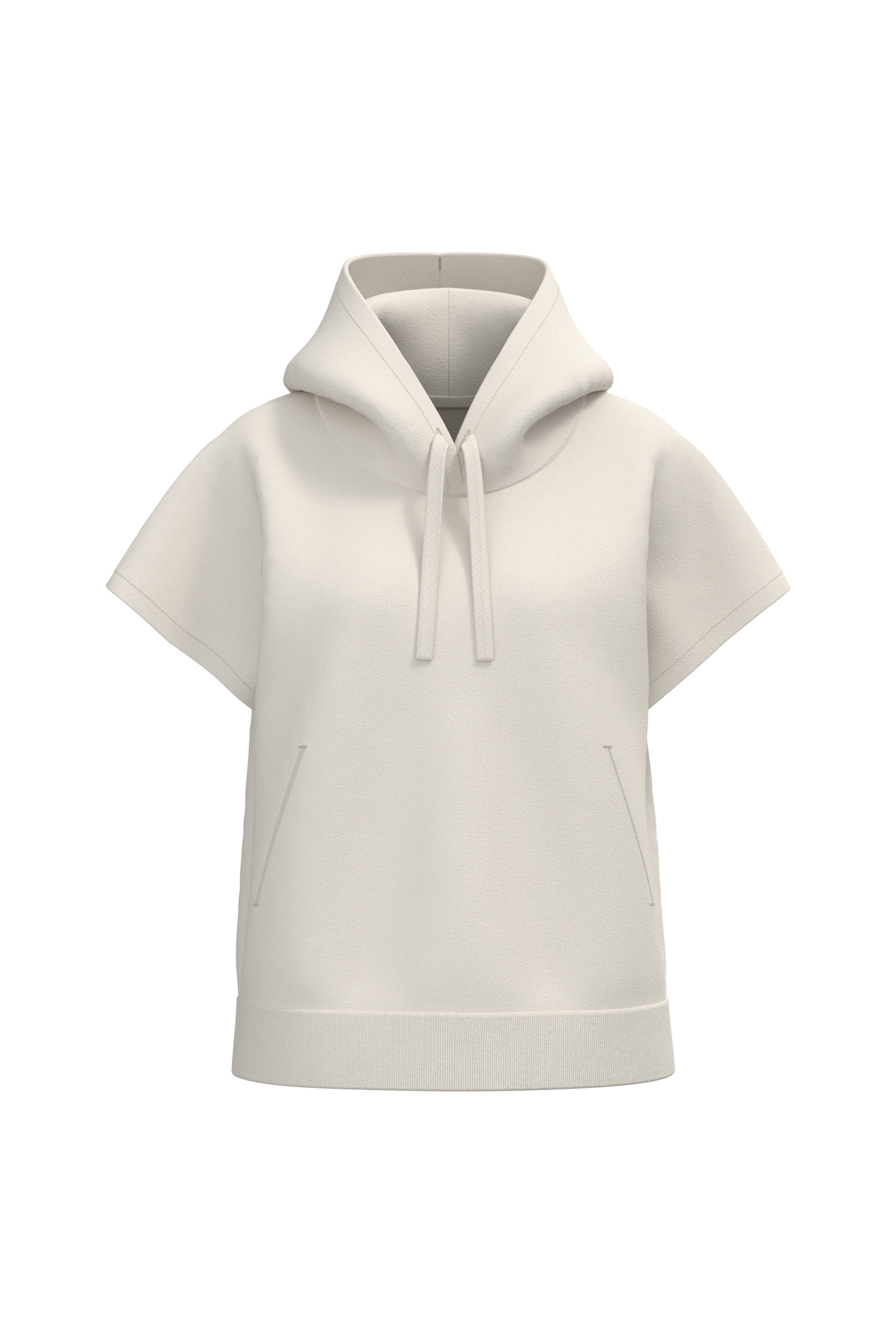 Native Spirit Ecologische ruime, mouwloze damessweater met capuchon in French Terry — Ivory