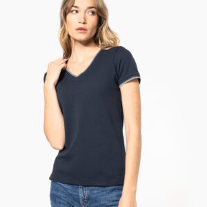 Kariban Dames-T-shirt piqué V-hals