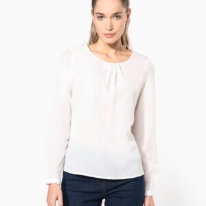 Kariban Damesblouse in crêpe met lange mouwen