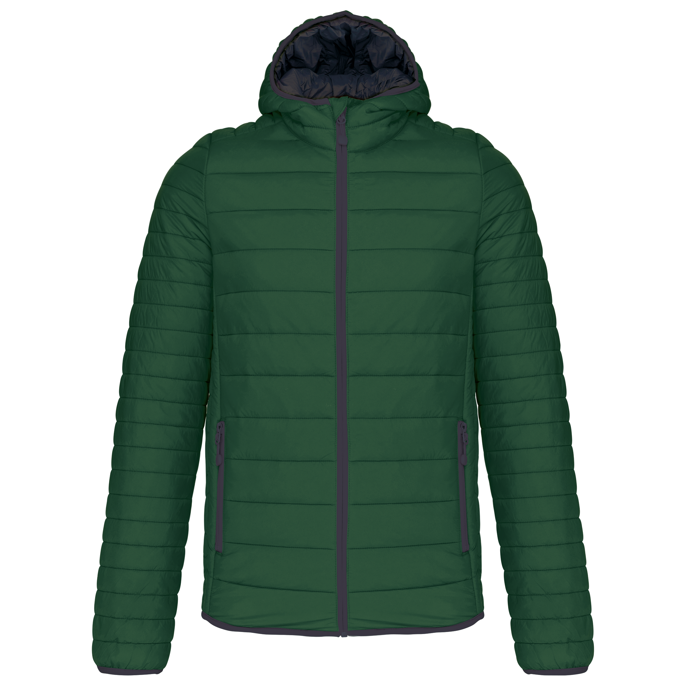 Kariban Men's lightweight hooded padded jacket — Forest Green