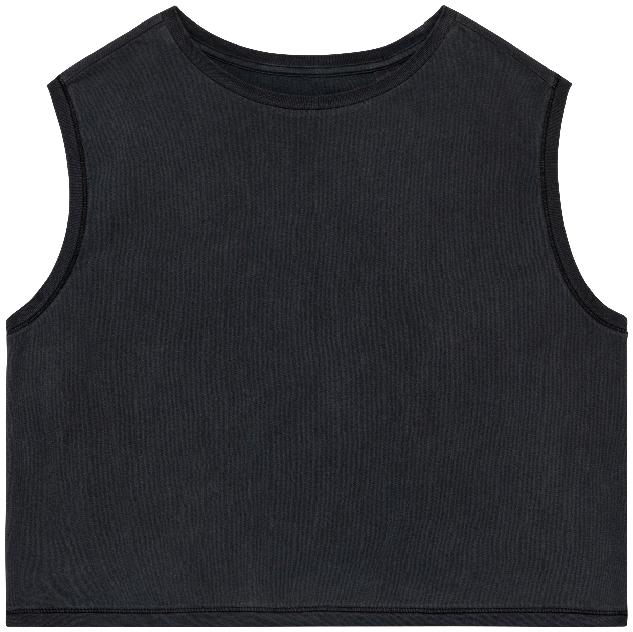 Native Spirit Ecologisch cropped mouwloos dames-T-shirt — Washed Coal Grey