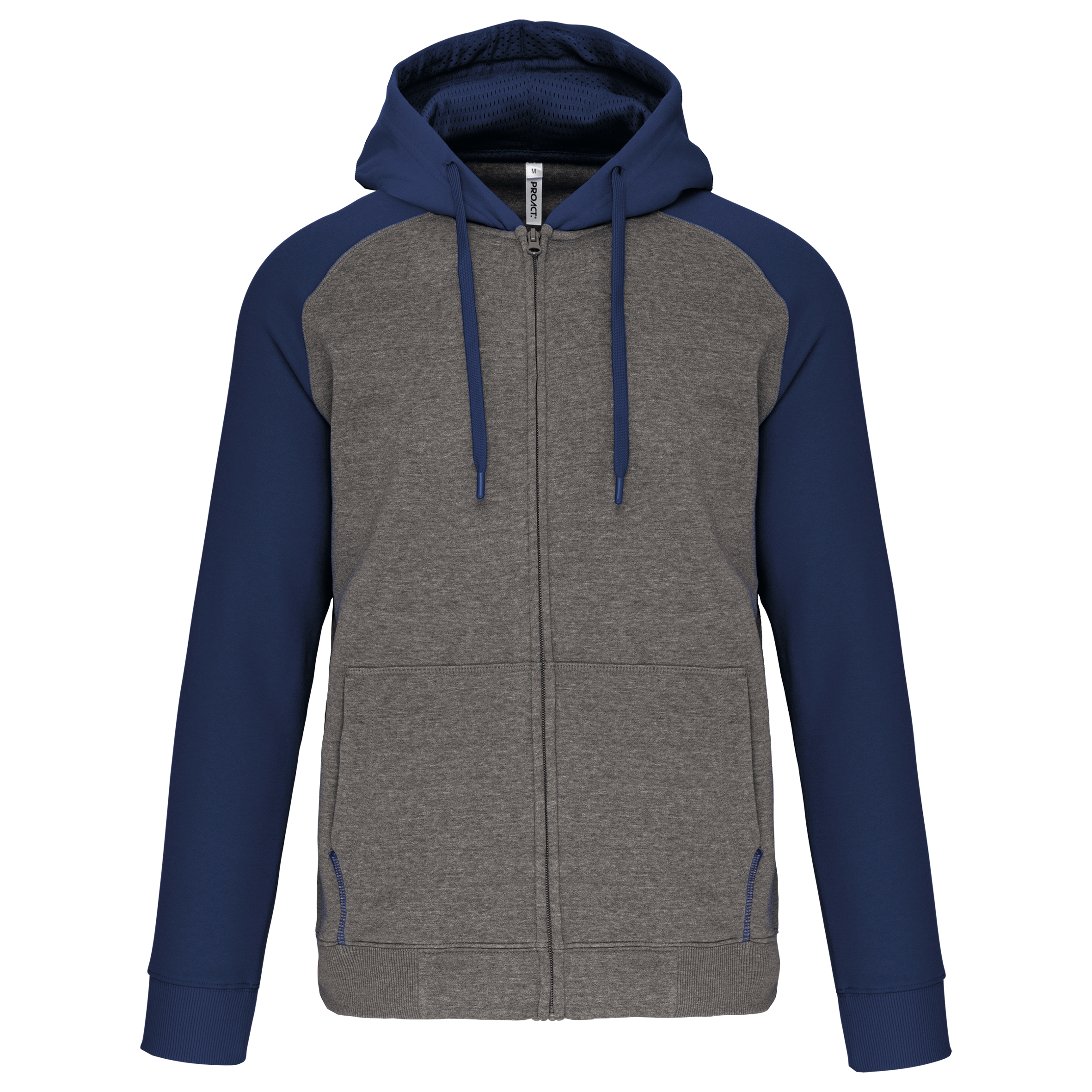 PROACT® Tweekleurig sweatvest met capuchon unisex — Grey Heather / Sporty Navy